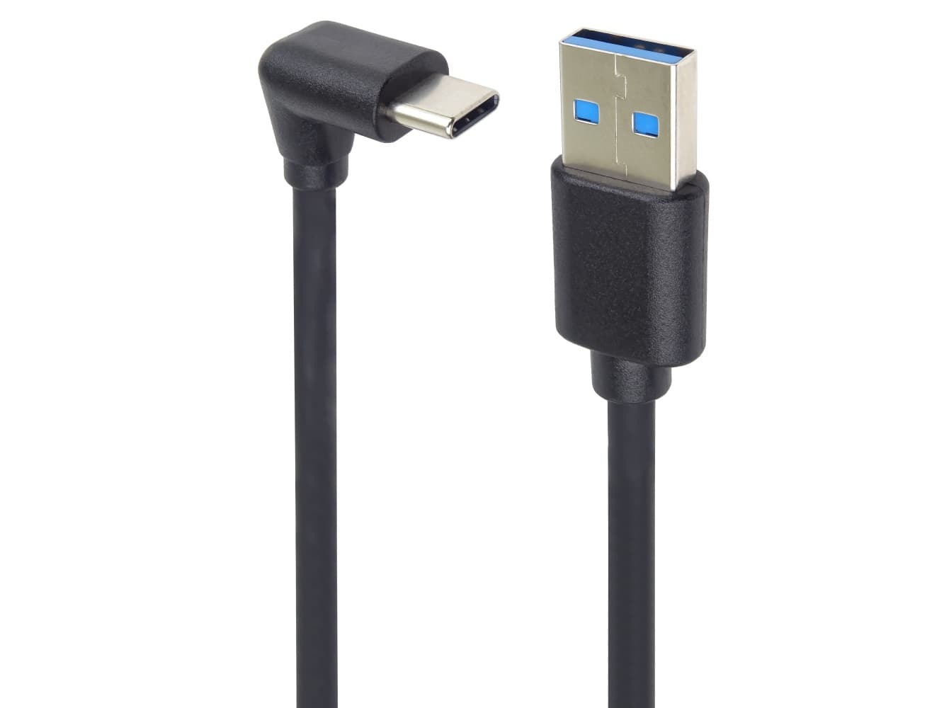 PremiumCord USB C-USB A, zahnutý, černý, 2m