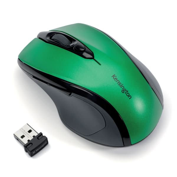 Kensington Pro Fit Ergonomická Optická Pro praváky 1 600 DPI Bezdrátová USB Černá-zelená