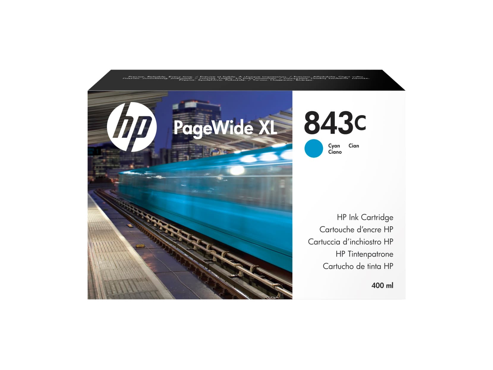 HP 843C ink. PageWide, 400 ml - azurová