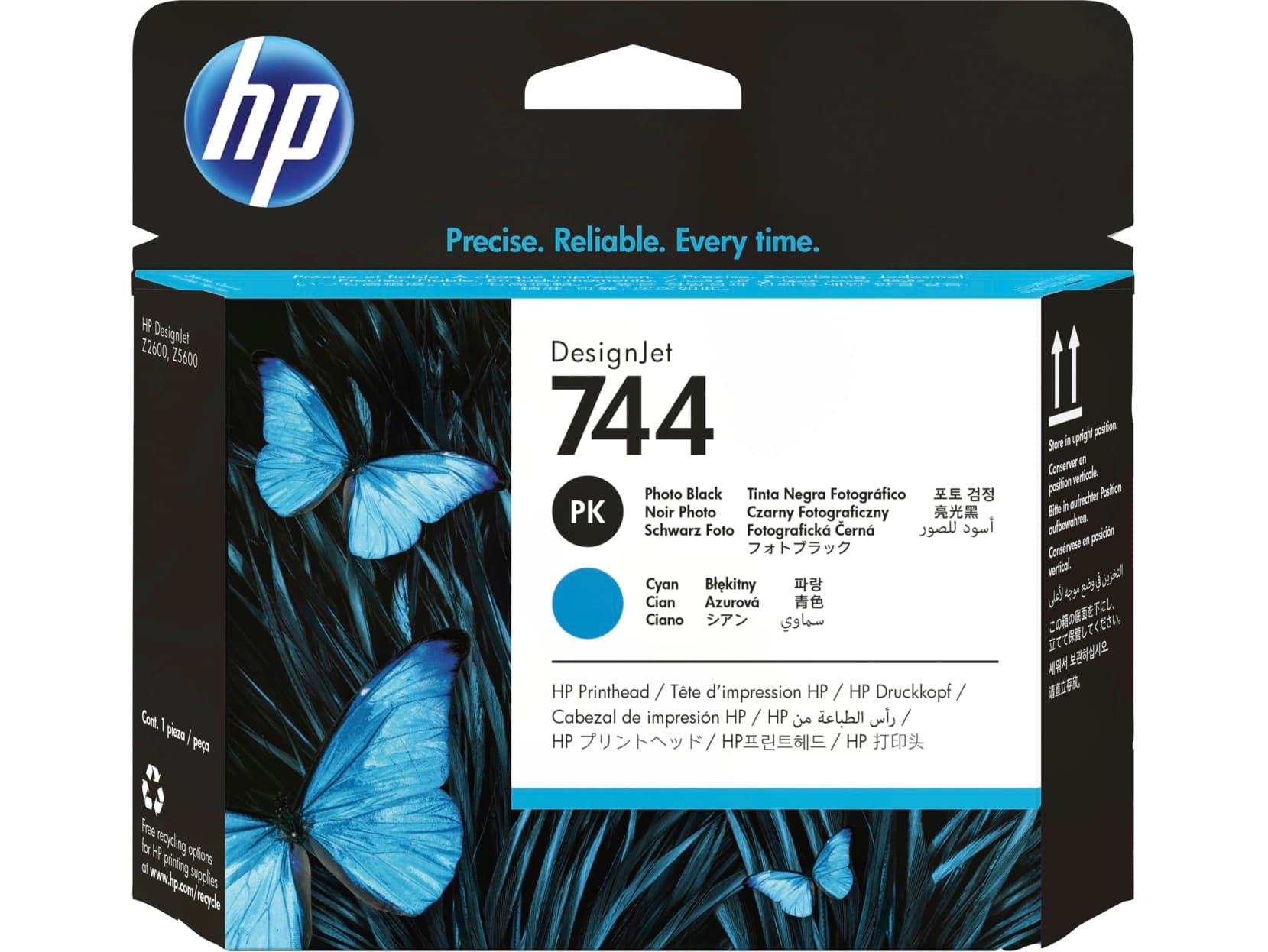 HP 744 Tisková hlava, černá a azurová, F9J86A