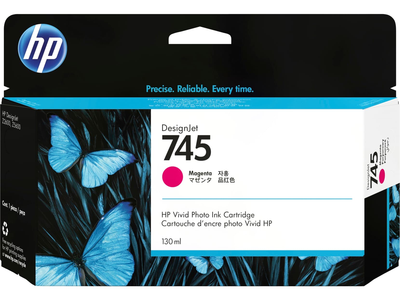 HP 745 inkoustová náplň purpurová, F9J95A