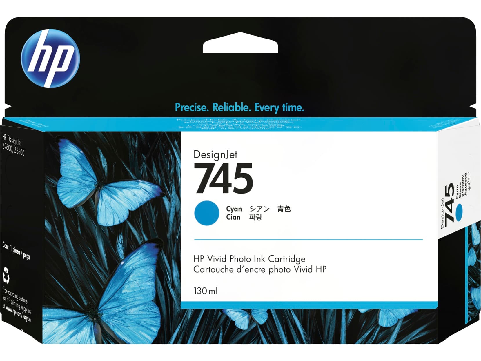 HP 745 inkoustová náplň azurová, F9J97A