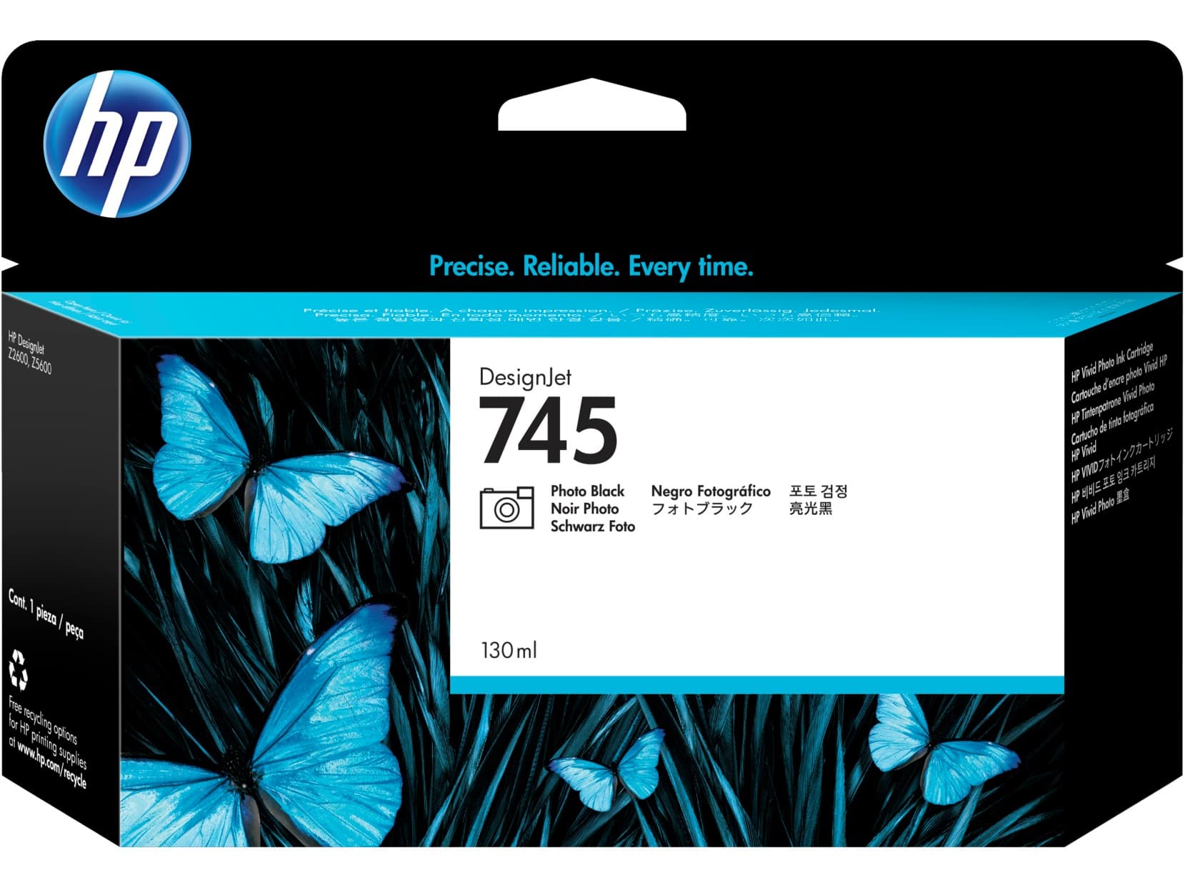 HP 745 inkoustová náplň foto. černá, F9J98A