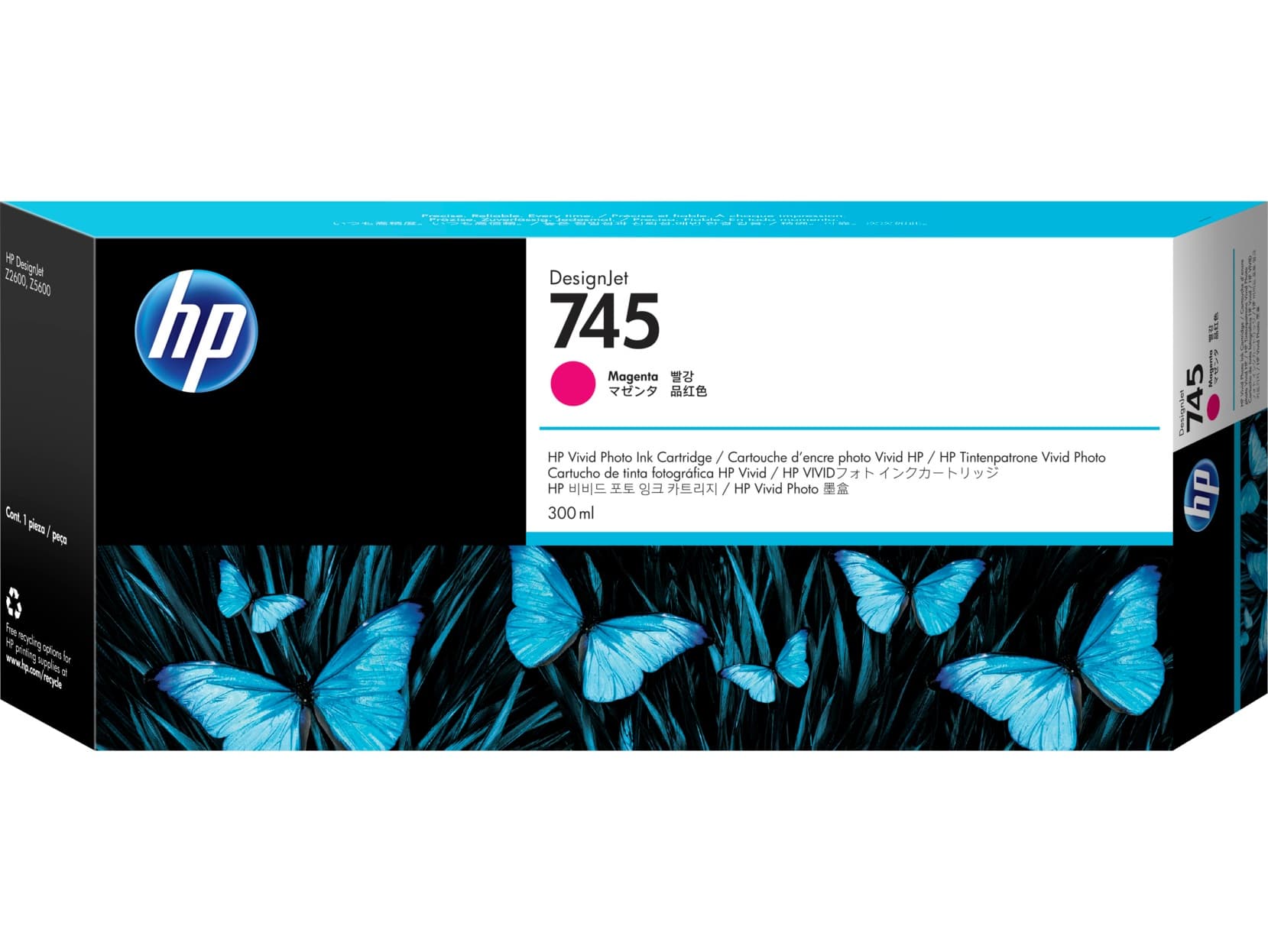 HP 745 inkoustová náplň purpurová, F9K01A