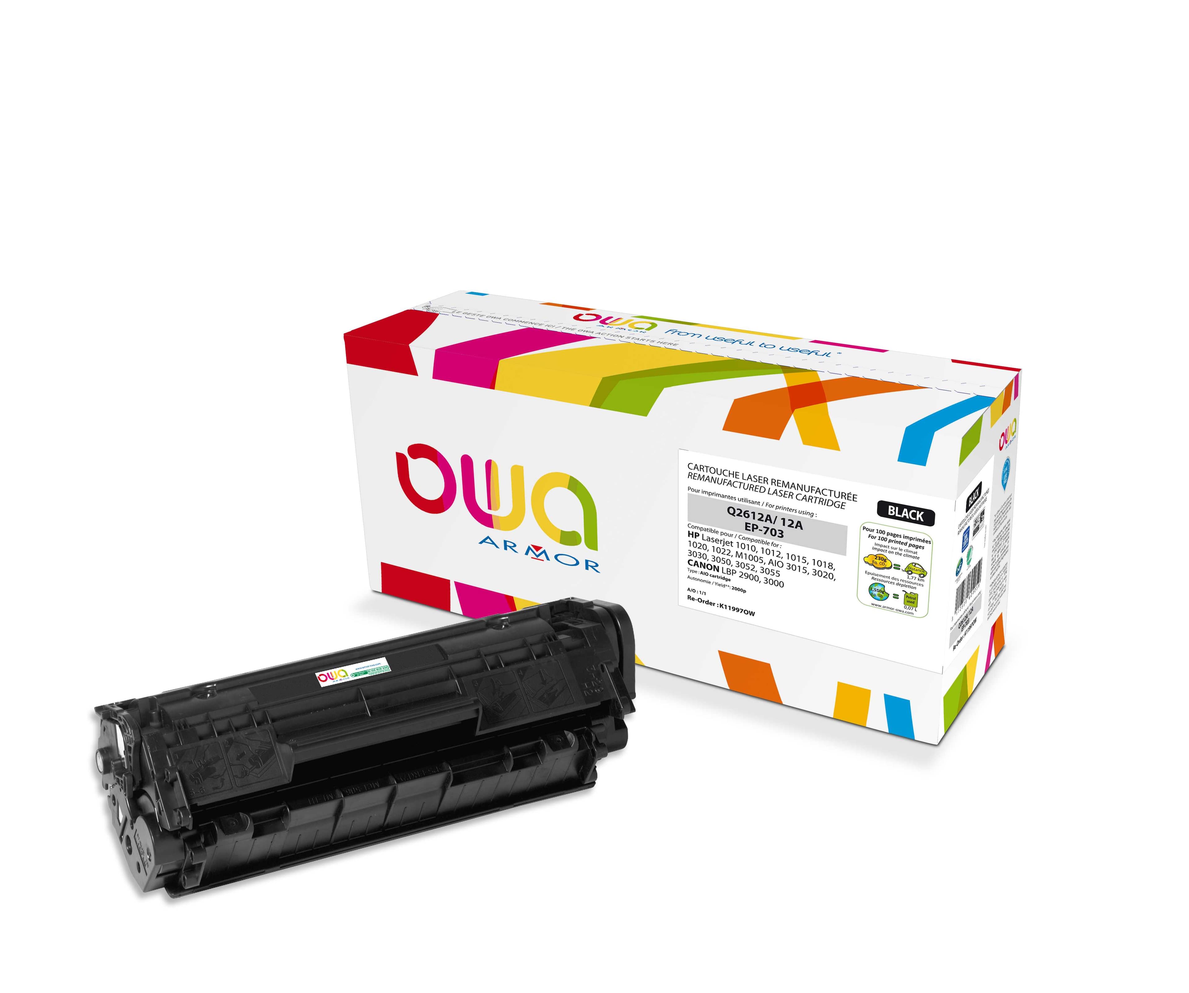 OWA Armor toner kompatibilní s HP LJ 101x, Q2612A, 2000st, černá black
