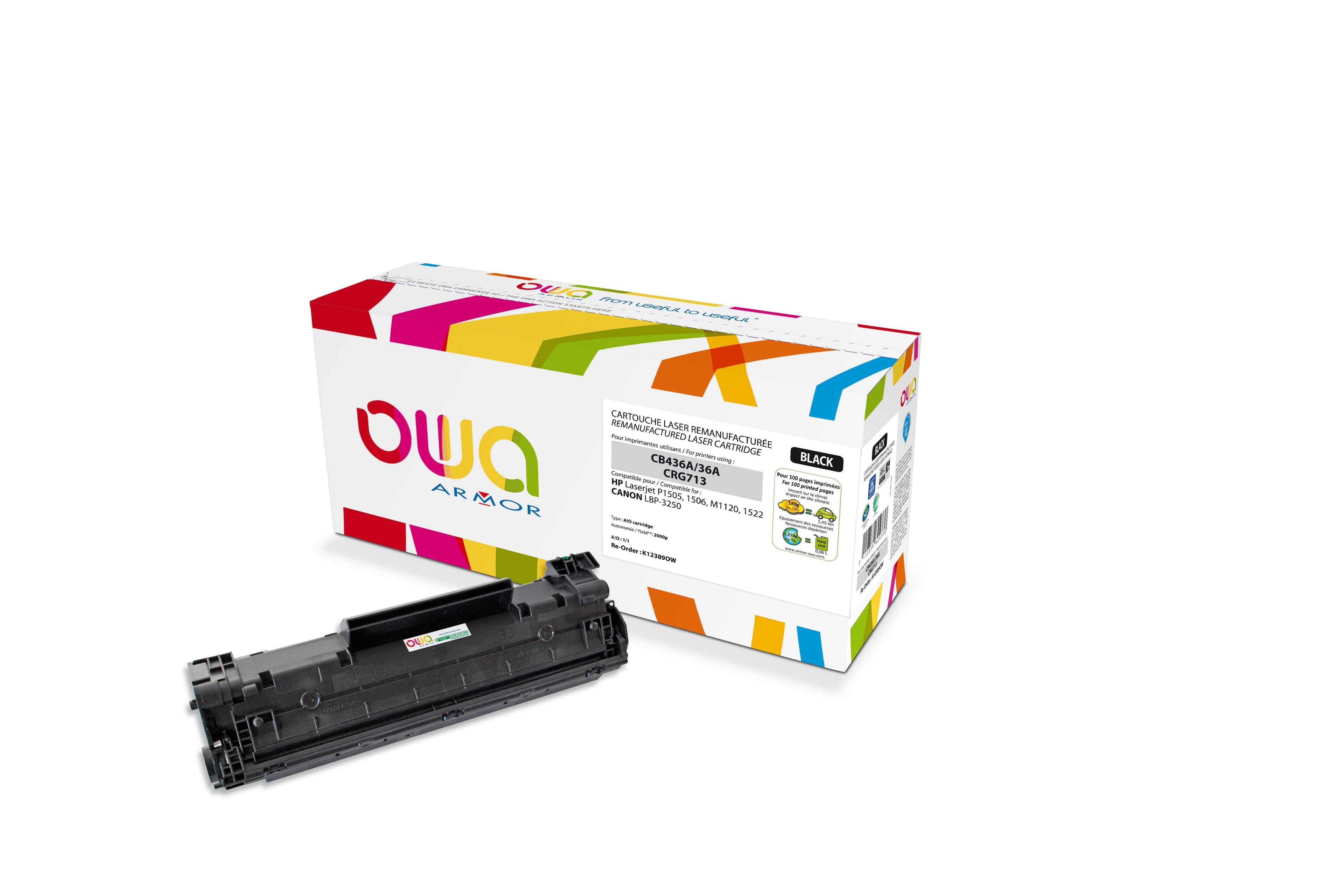 OWA Armor toner kompatibilní s HP P1505, CB436A, 2000st, černá black