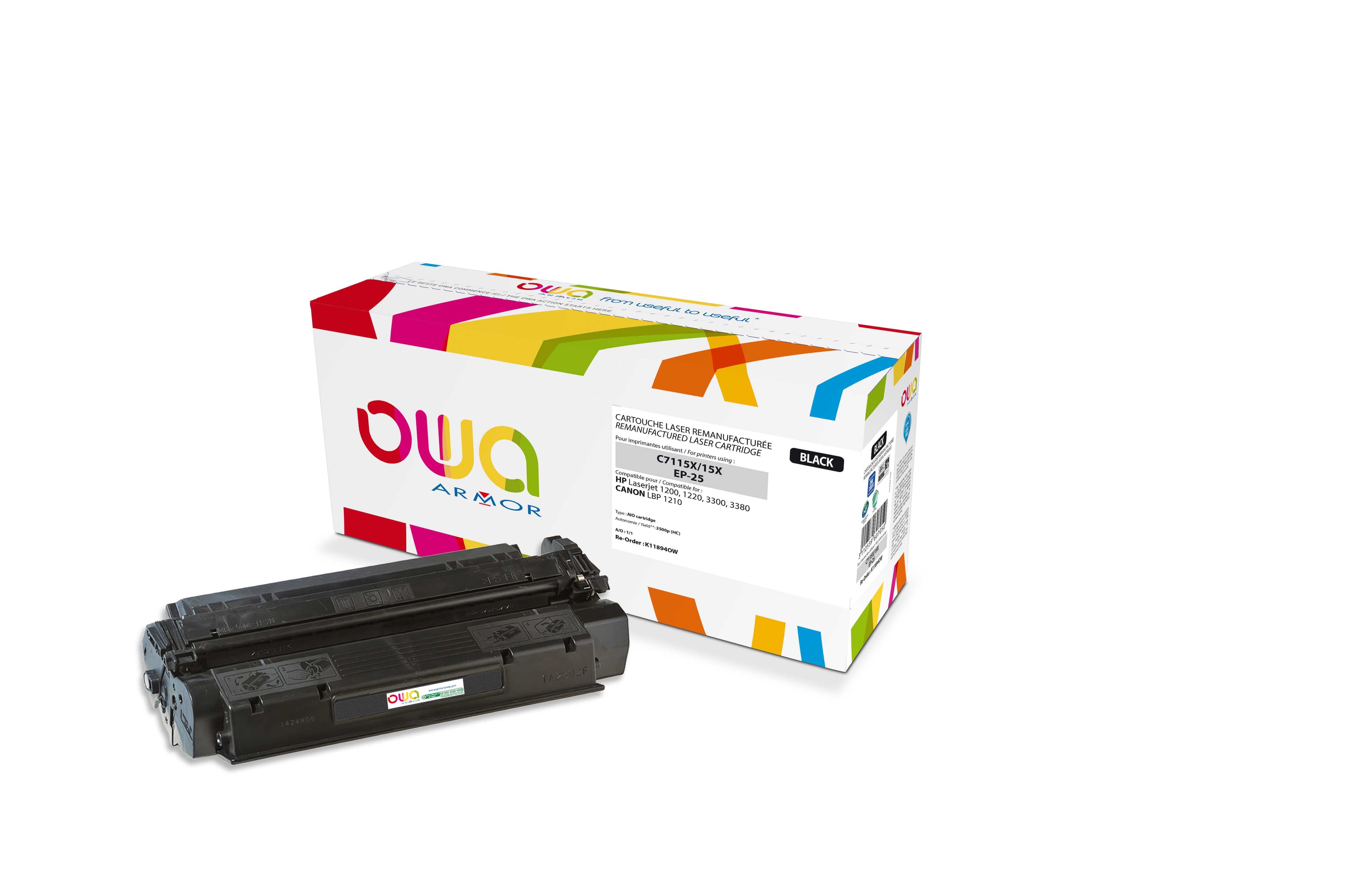 OWA Armor toner kompatibilní s HP LJ 1200 HC, C7115X, 3500st, černá black