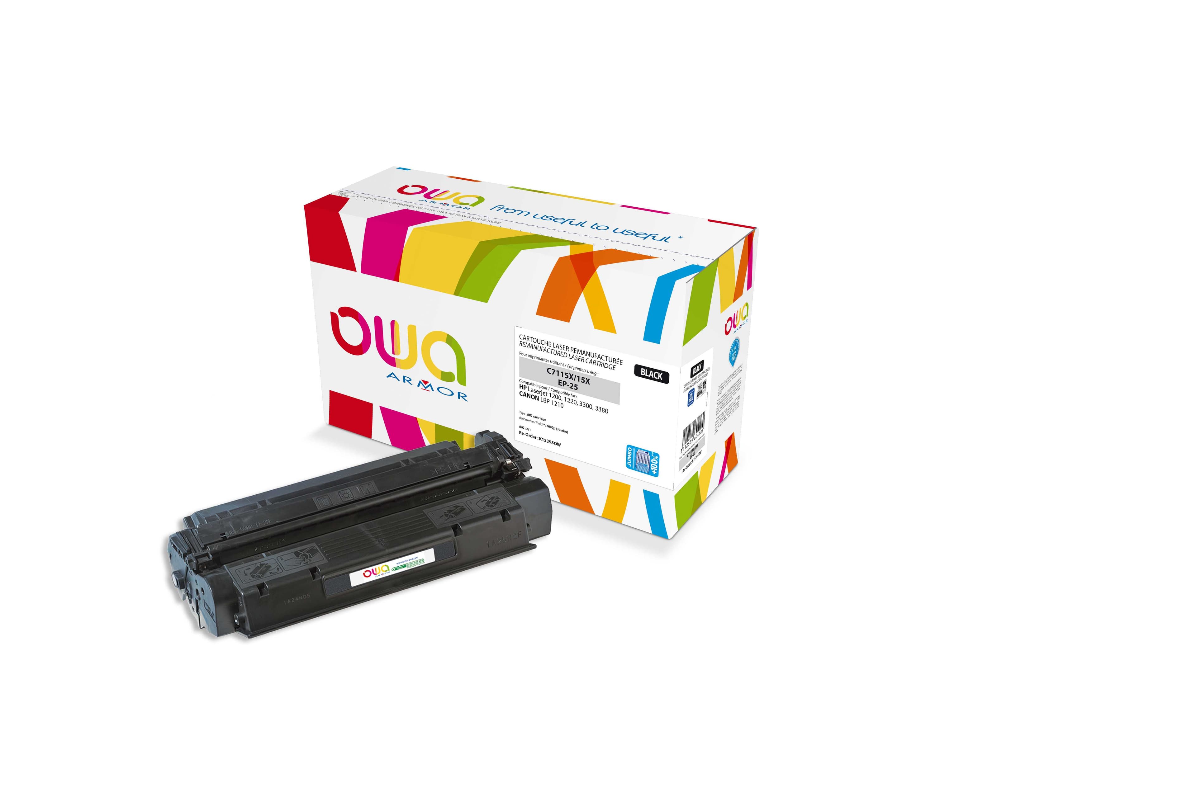 OWA Armor toner kompatibilní s HP LJ1200, C7115X, 7000st, JUMBO, černá black
