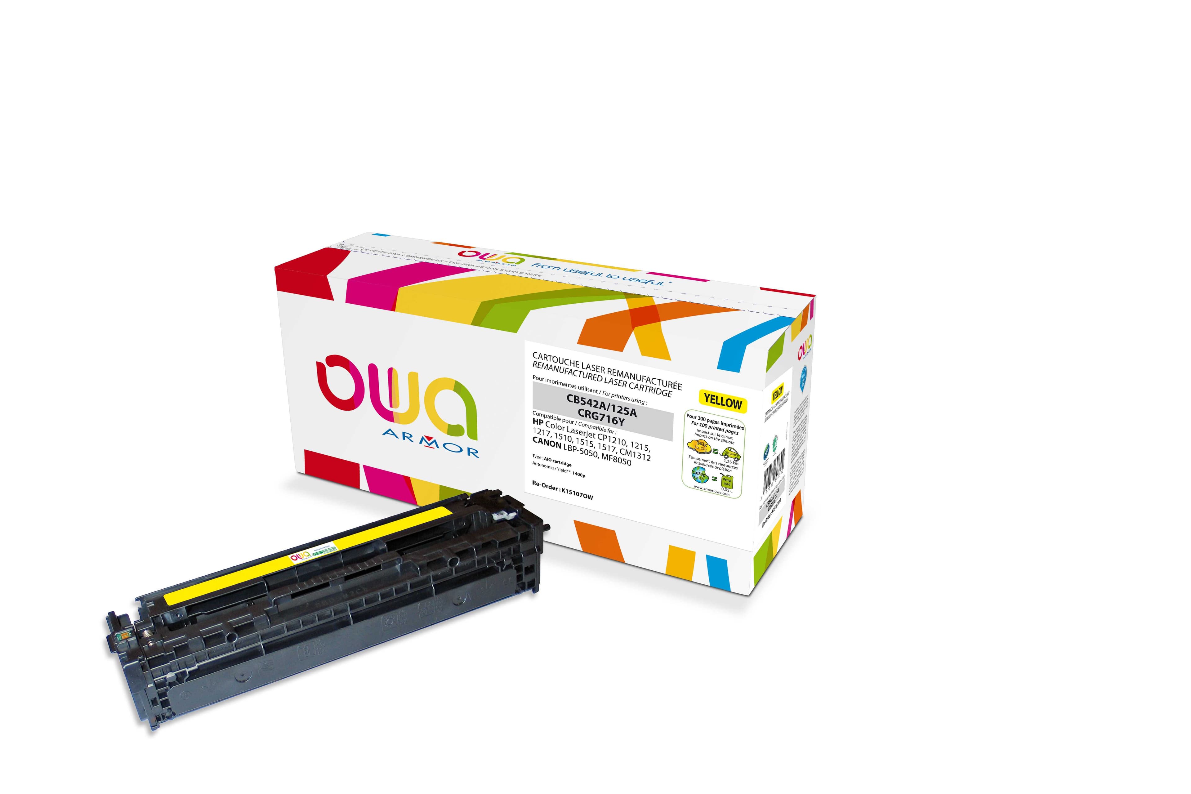 OWA Armor toner kompatibilní s HP CB542A, 1400st, žlutá yellow