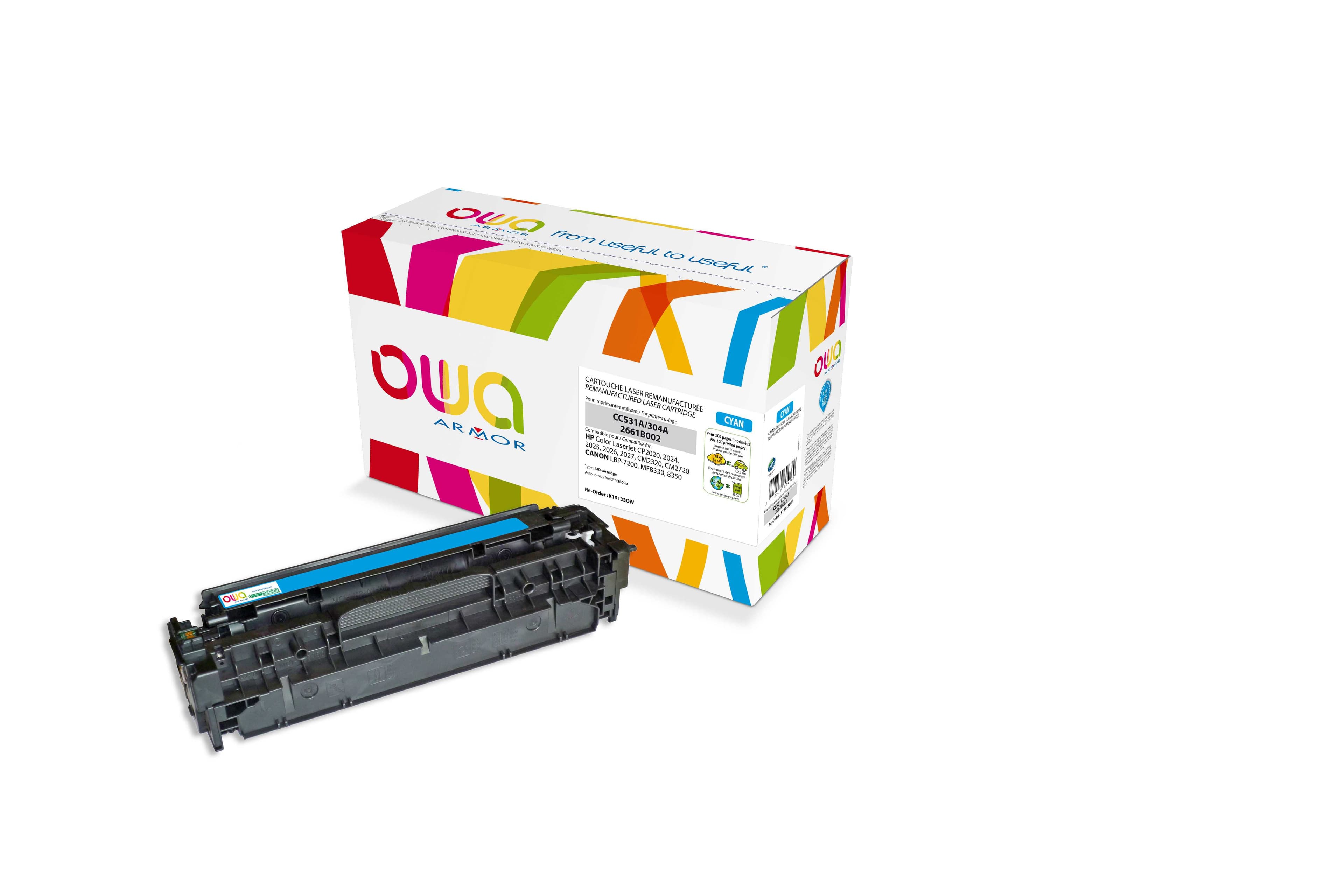 OWA Armor toner kompatibilní s HP CC531A, 2800st, modrá