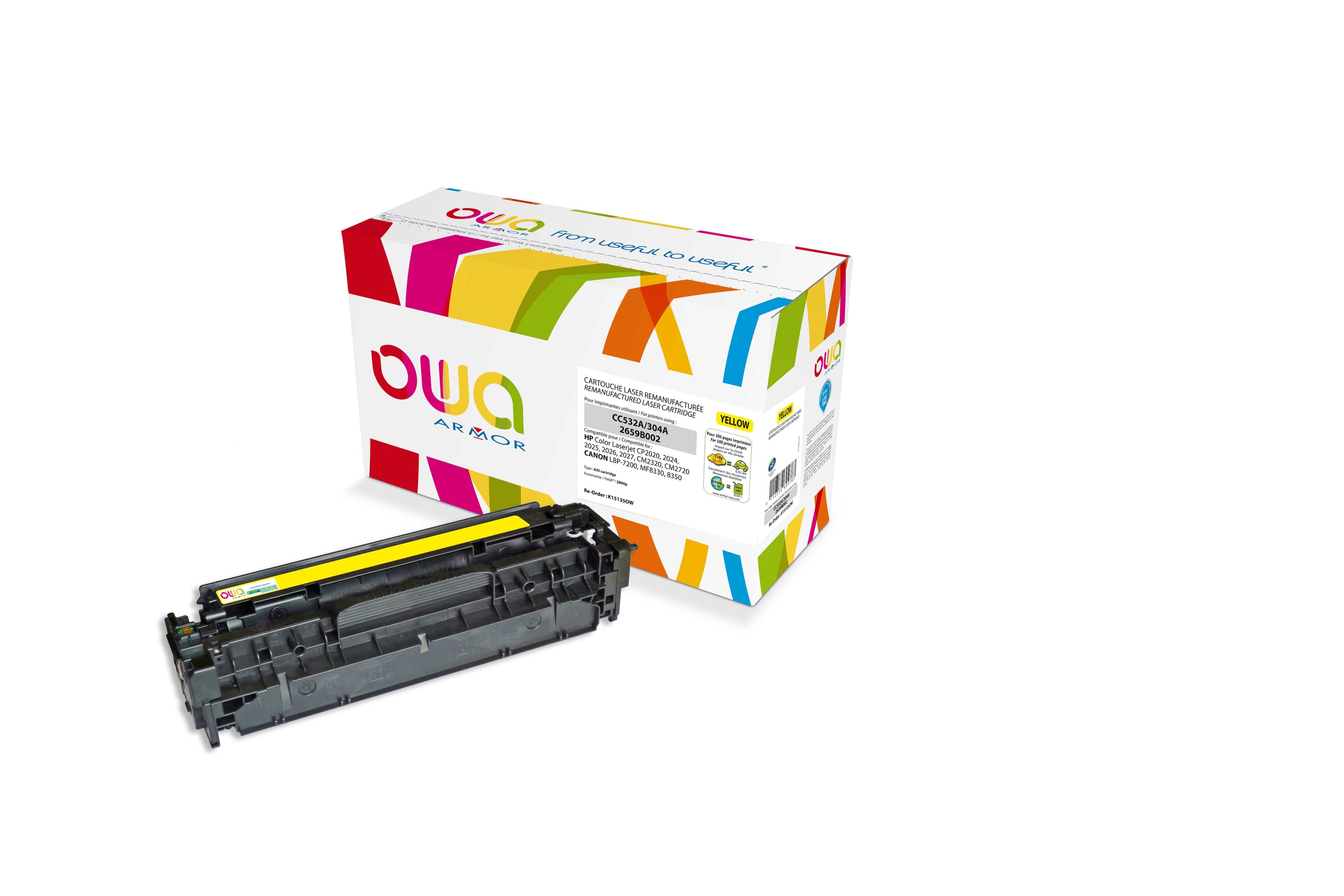 OWA Armor toner kompatibilní s HP CC532A, 2800st, žlutá yellow
