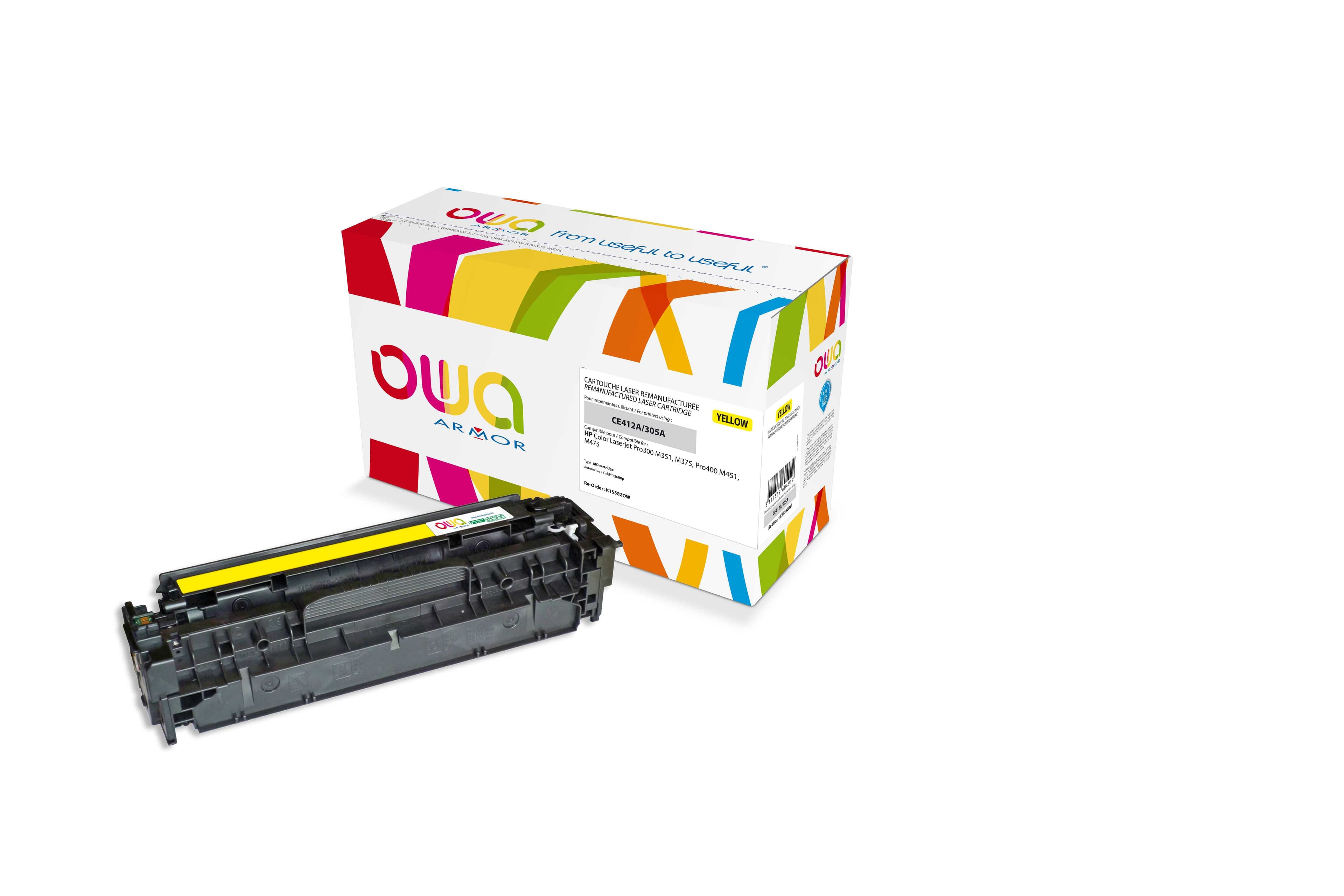 OWA Armor toner kompatibilní s HP CE412A, 2600st, žlutá yellow