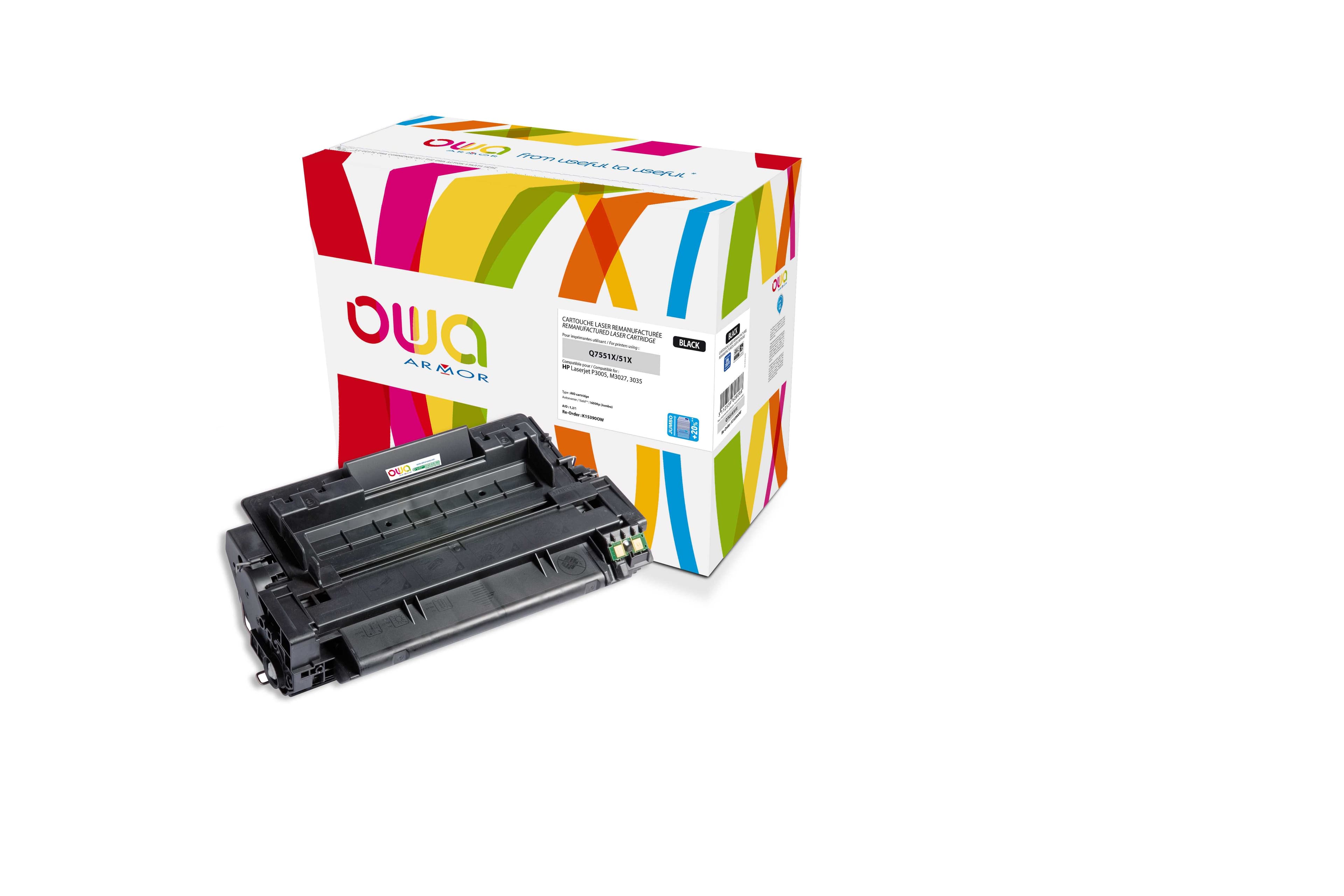 OWA Armor toner kompatibilní s HP LJ P 3005, Q7551X, 16000st,JUMBO, černá black
