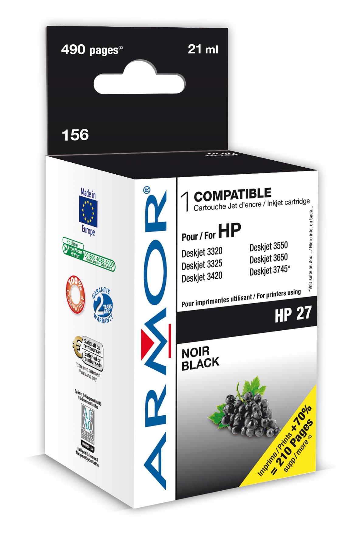 WECARE ARMOR ink kompatibilní s HPDJ 3325, C8727AE, 13ml, černá black