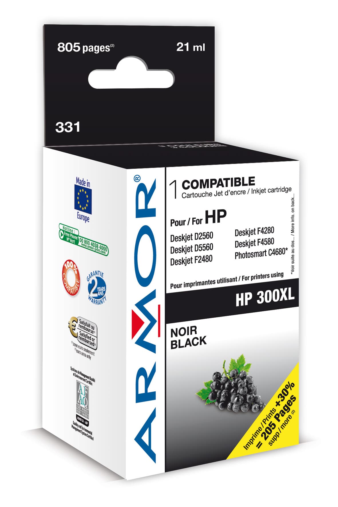WECARE ARMOR ink kompatibilní s HP DJ D2560, CC641EE, 21ml, černá black