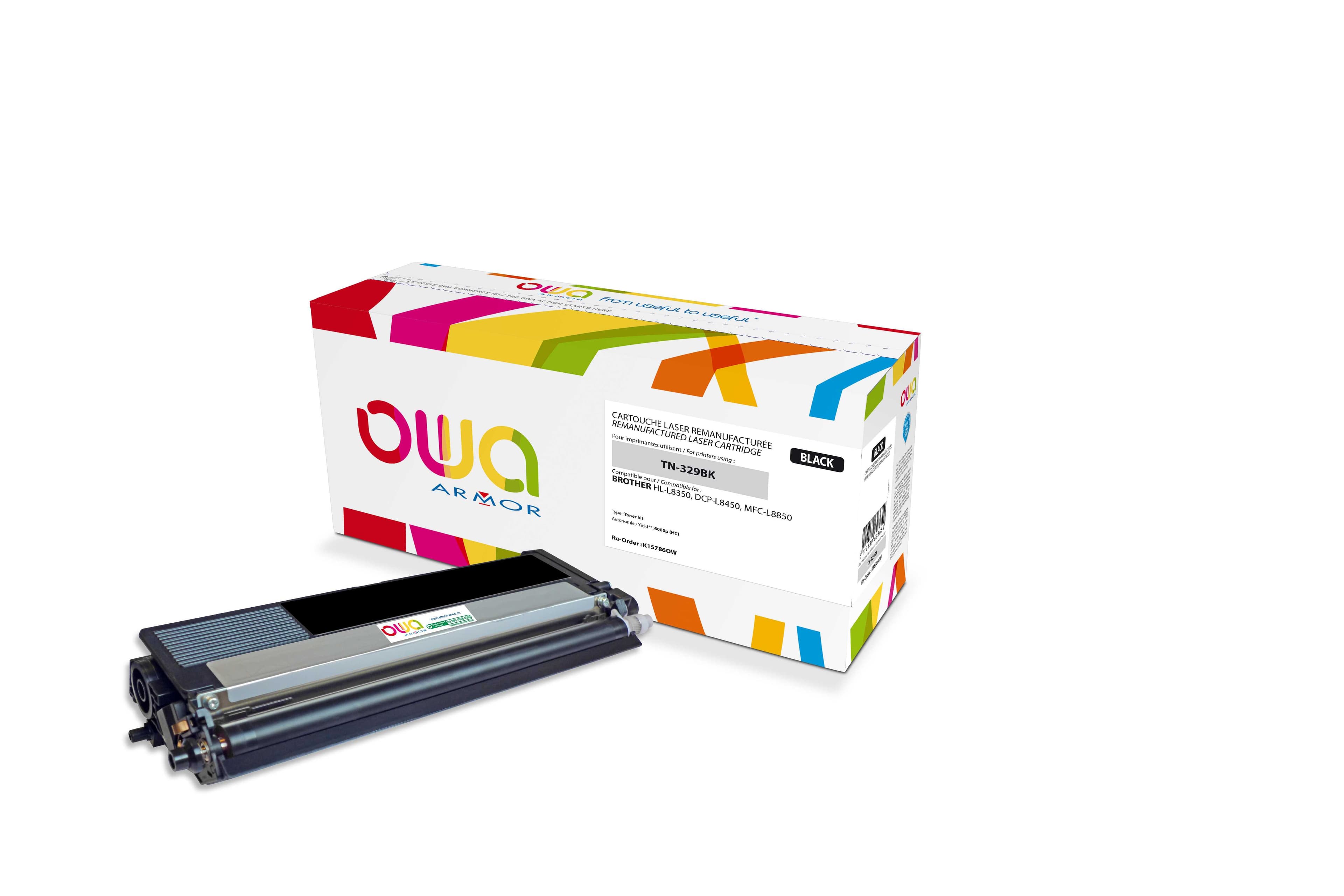 OWA Armor toner kompatibilní s Brother TN-329BK, 6000st, černá black