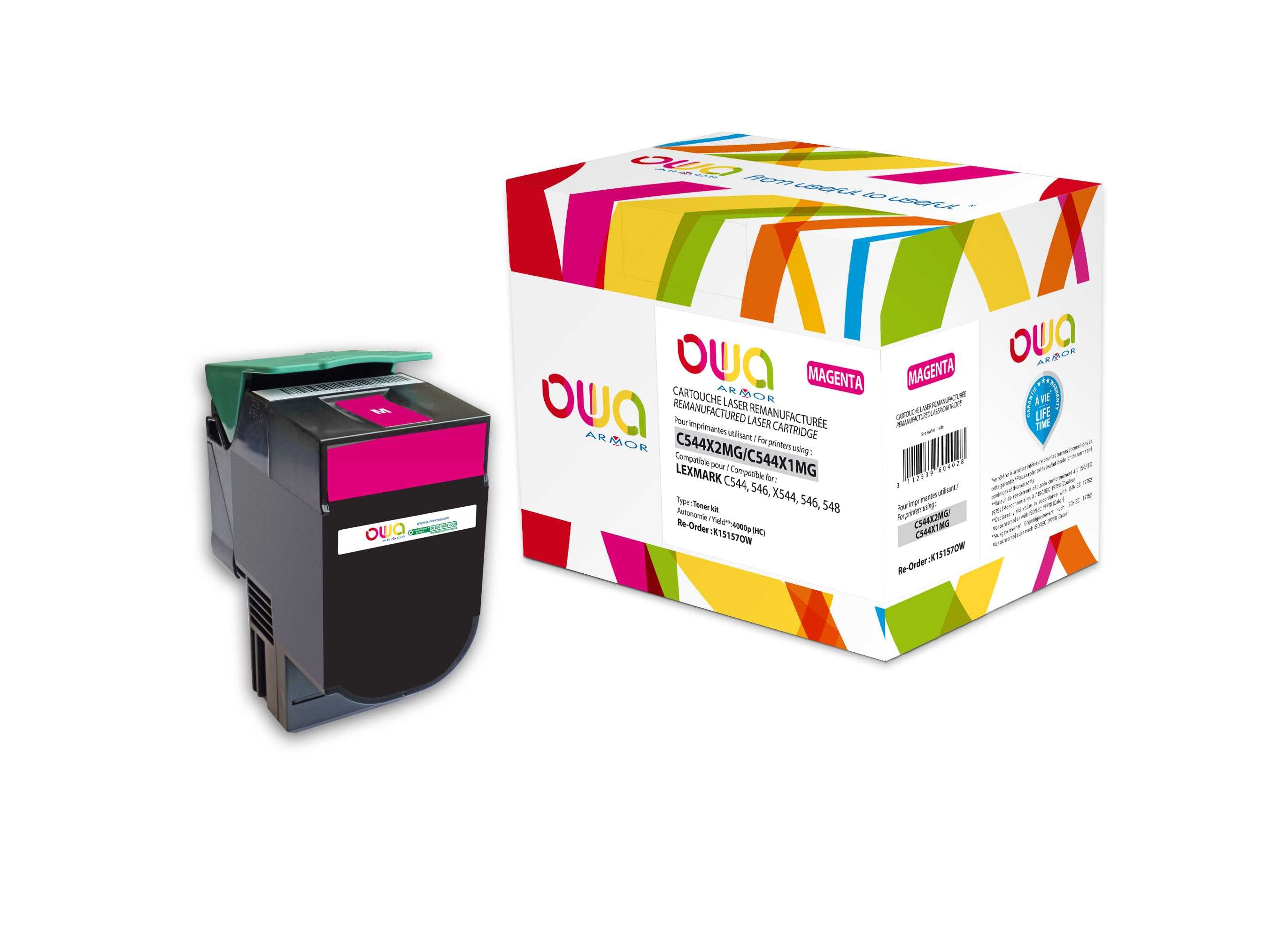 OWA Armor toner kompatibilní s Lexmark C544X2MG, 4000st, červená magenta