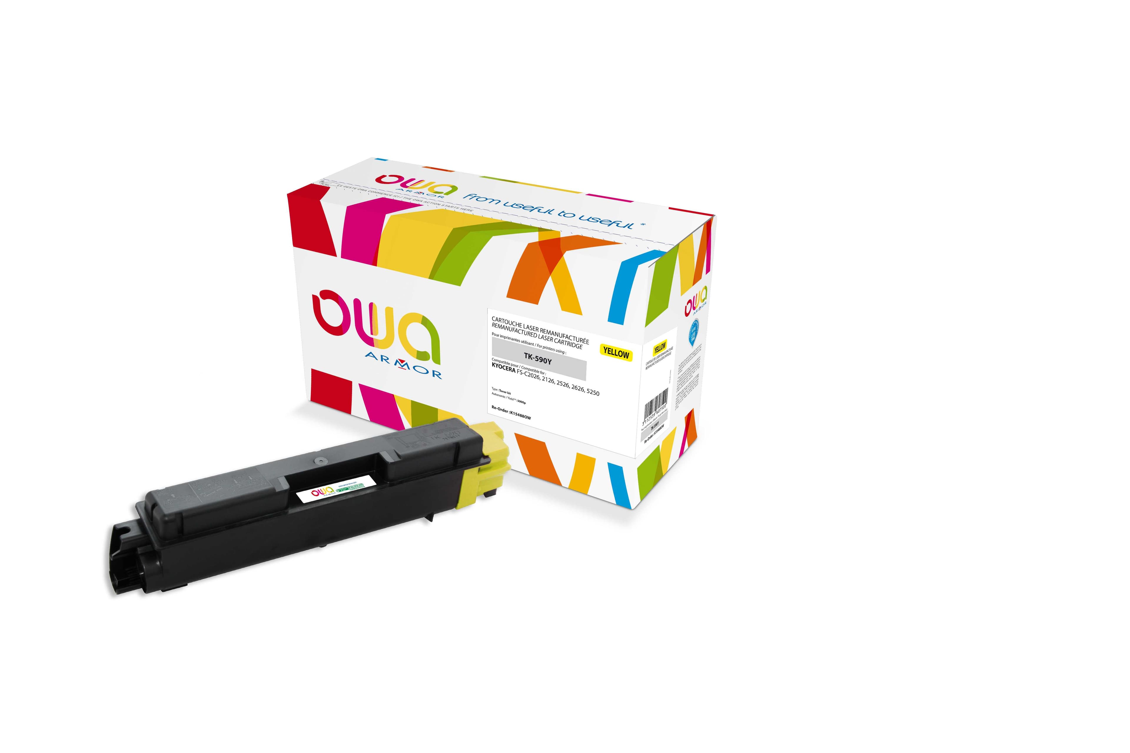 OWA Armor toner kompatibilní s Kyocera TK-590Y, 5000st, žlutá yellow + waste box