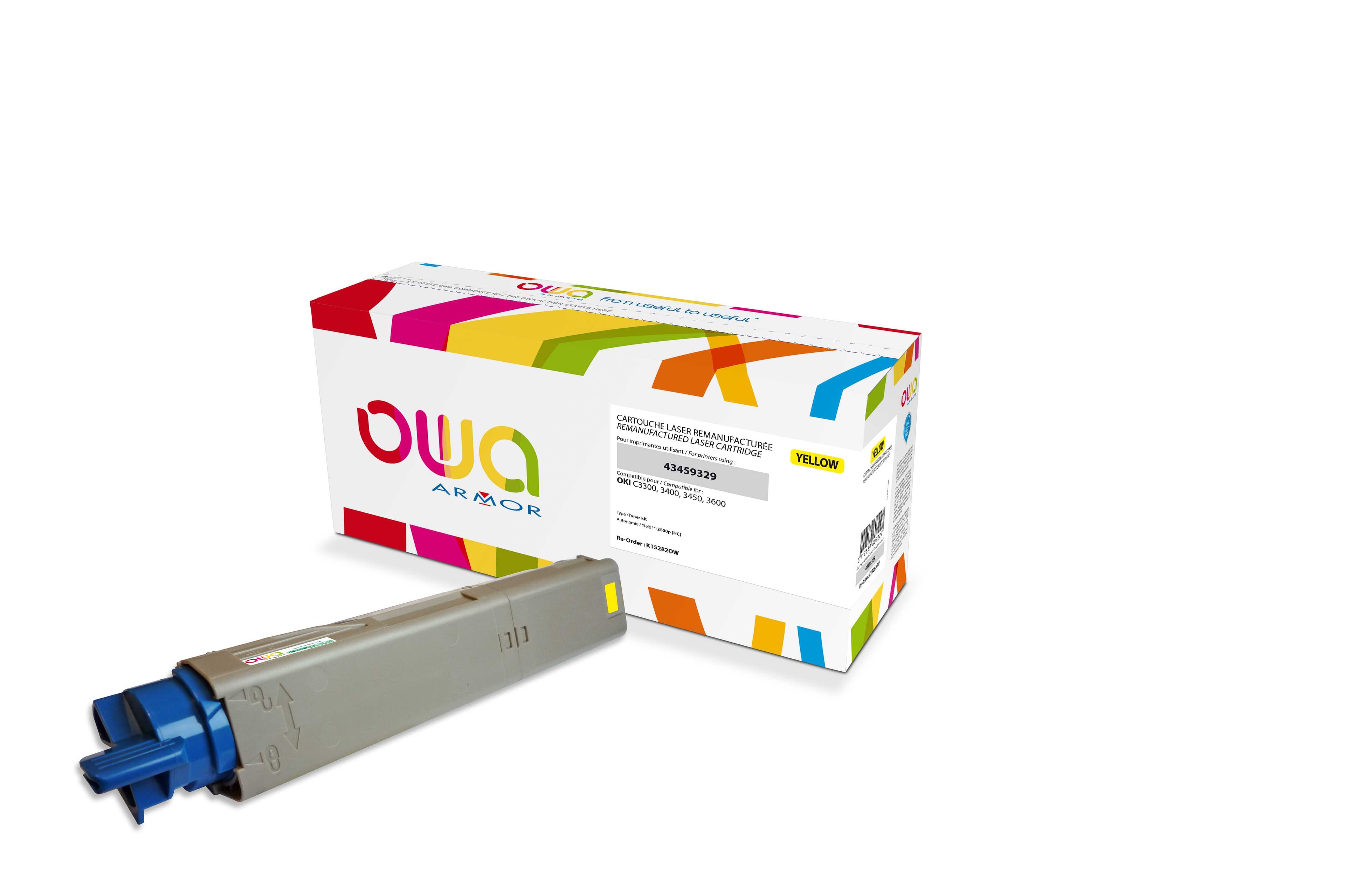 OWA Armor toner kompatibilní s OKI 43459329, 2500st, žlutá yellow