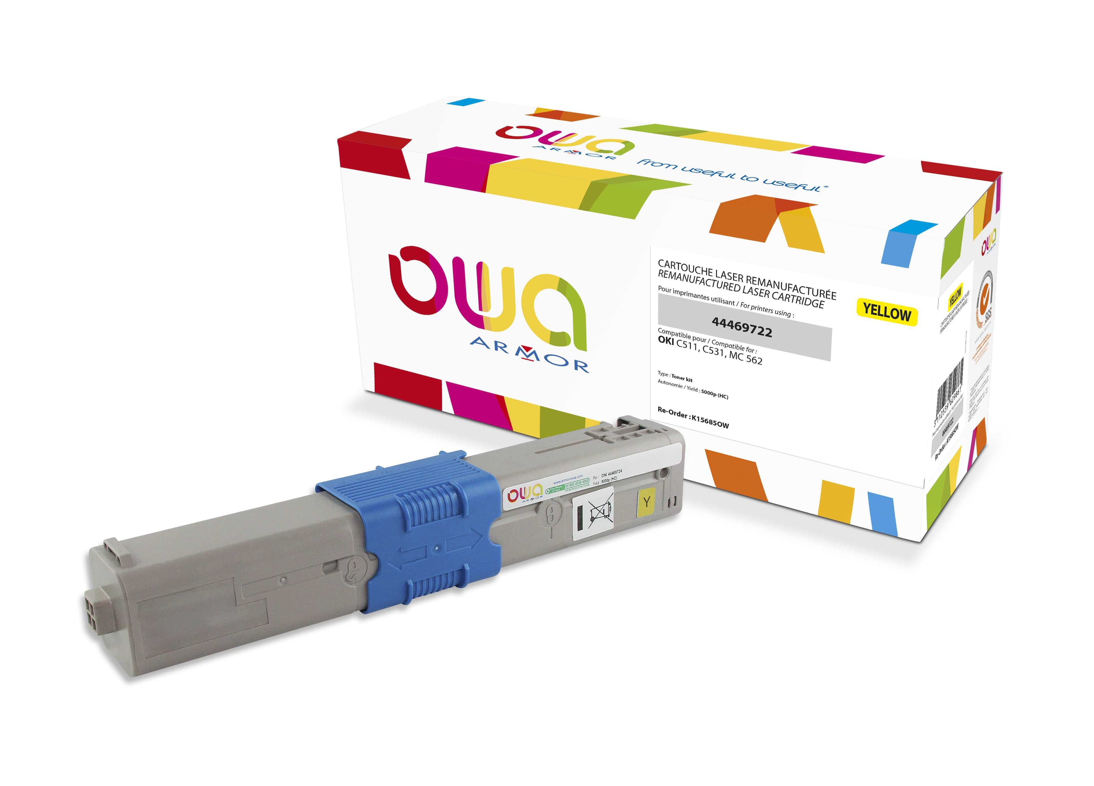 OWA Armor toner kompatibilní s OKI 44469722, 5000st, žlutá yellow