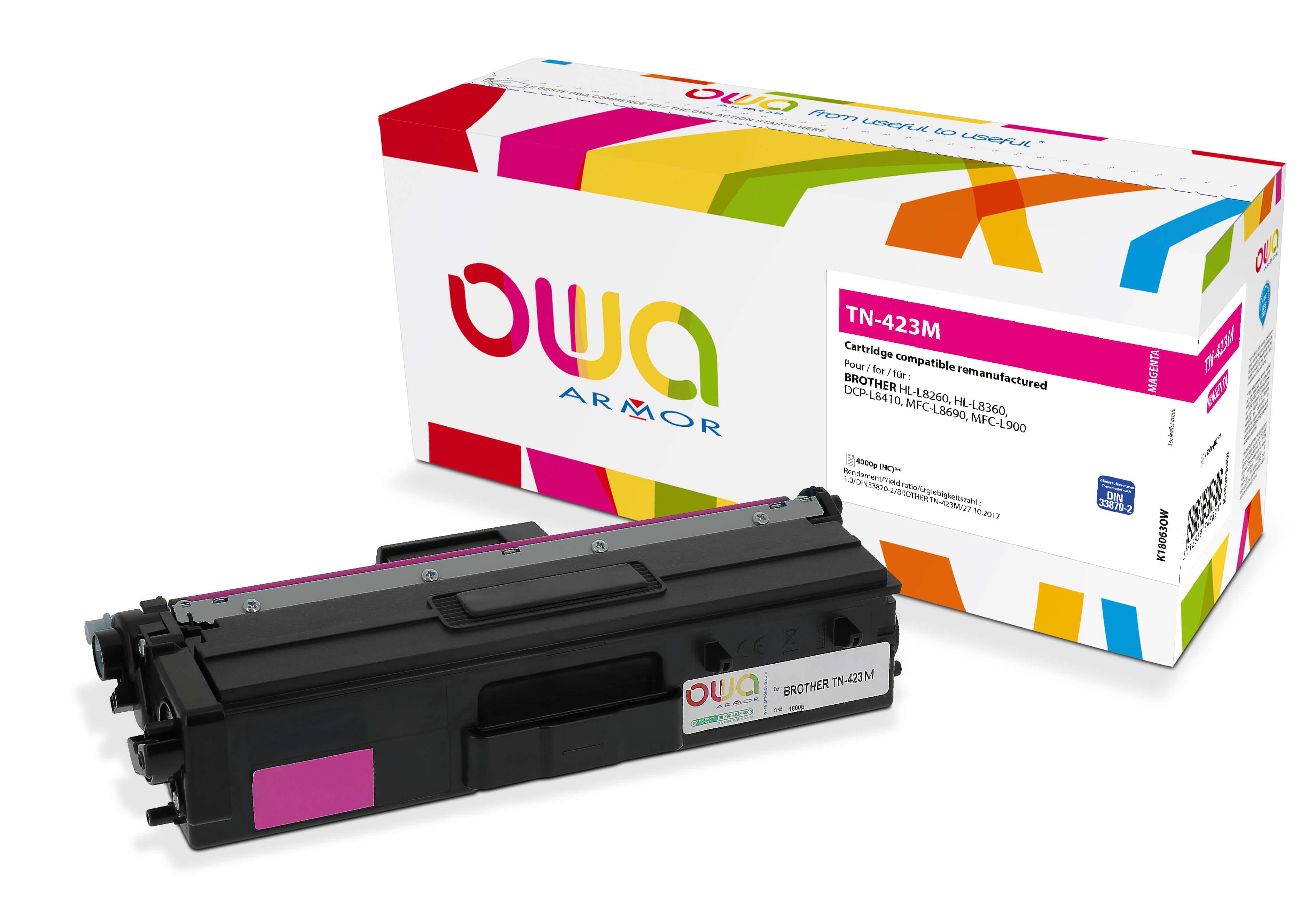 OWA Armor toner kompatibilní s Brother TN-423M, 4000st, červená magenta