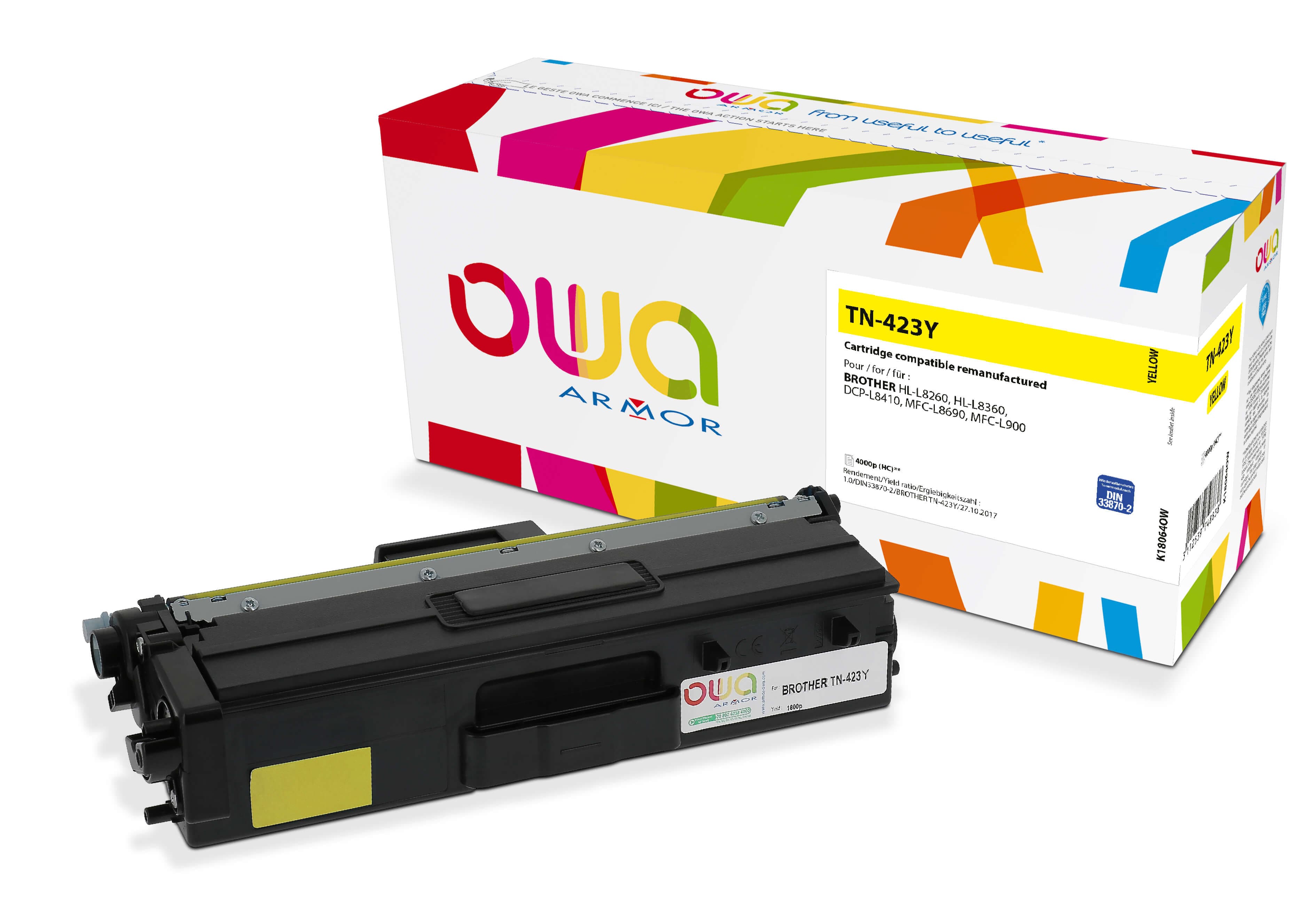 OWA Armor toner kompatibilní s Brother TN-423Y, 4000st, žlutá yellow