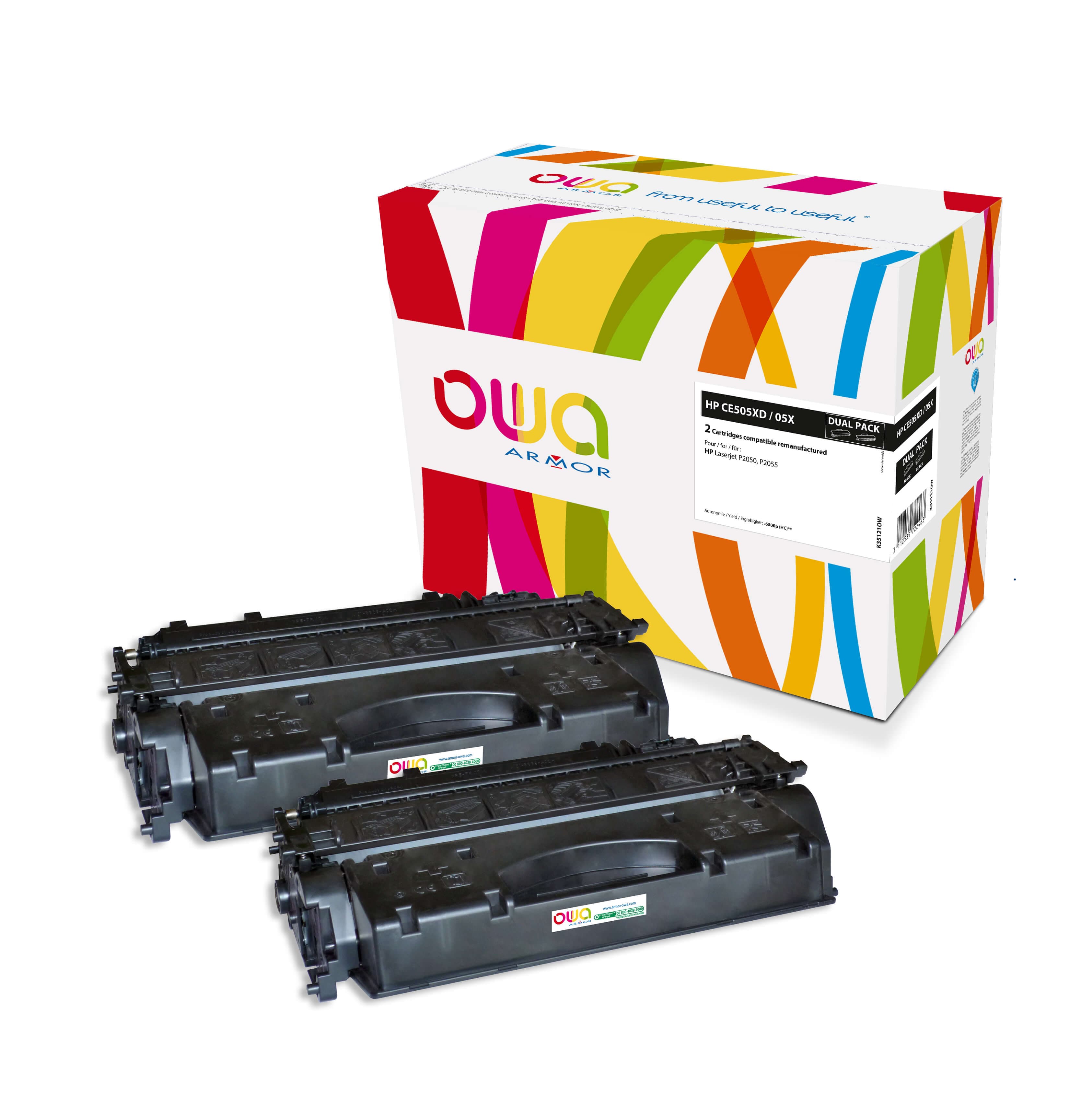 OWA Armor sada kompatibilní s HP CE505XD, 2x6500st, černá black
