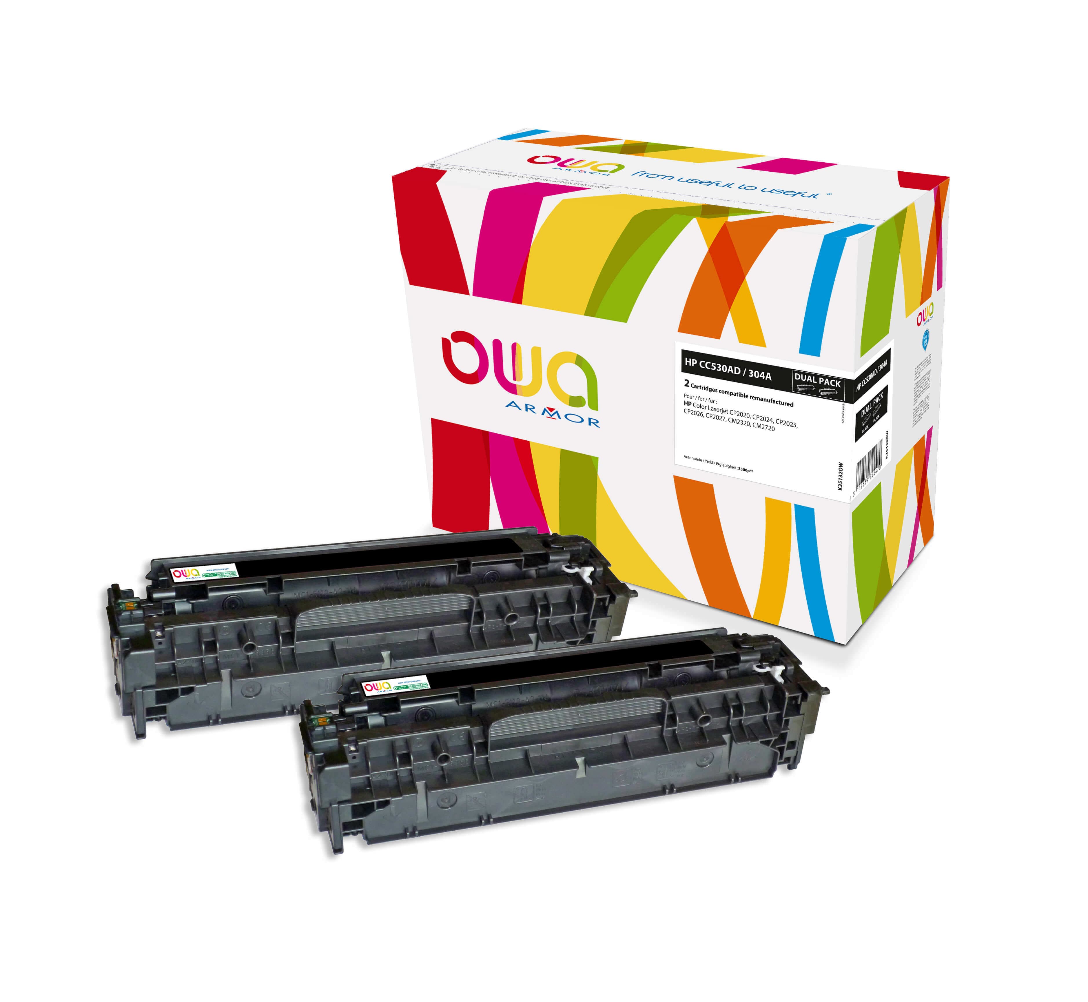 OWA Armor sada kompatibilní s HP CC530AD, 2x3500st, černá black