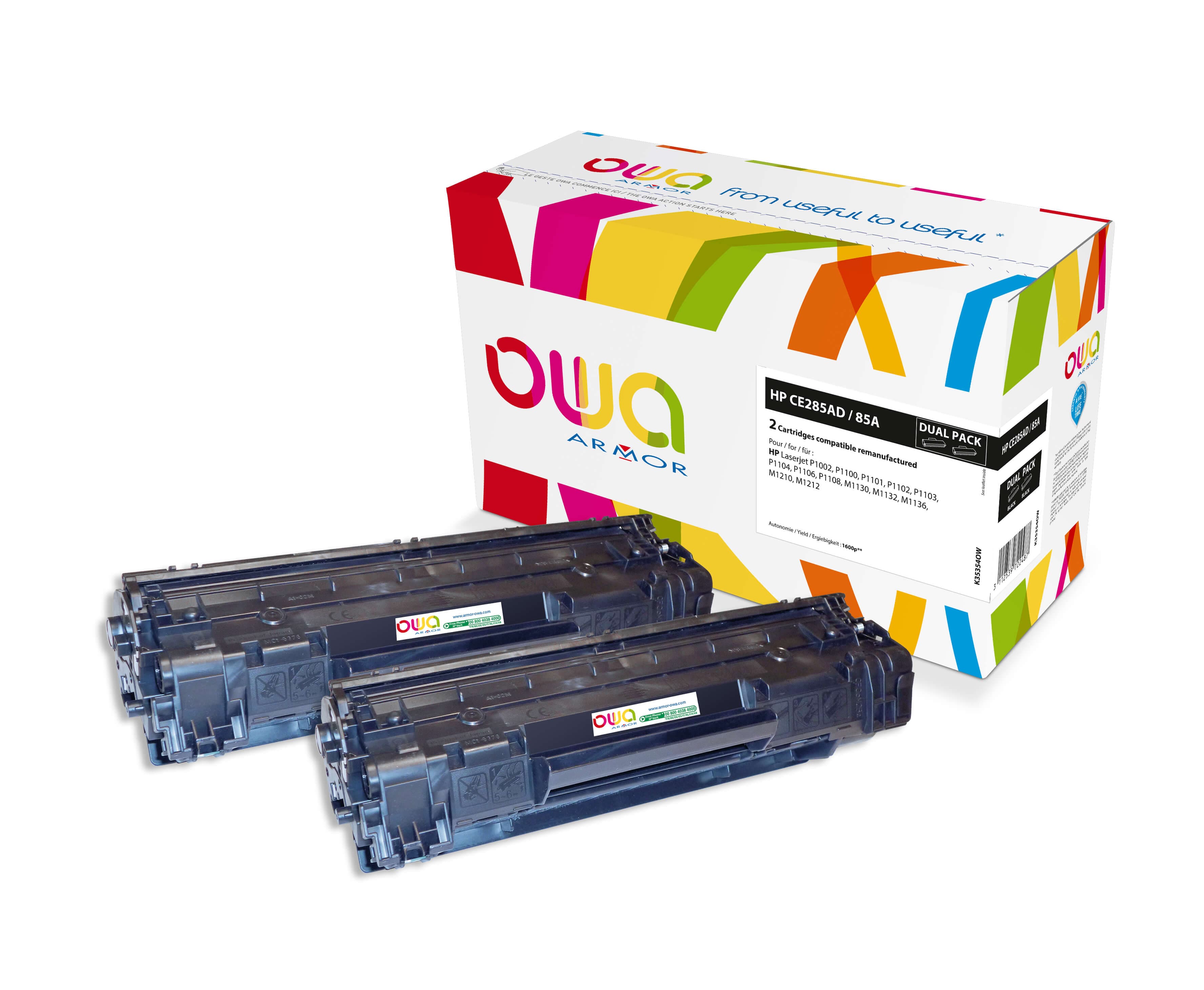 OWA Armor sada kompatibilní s HP CE285AD, 2x1600st, černá black