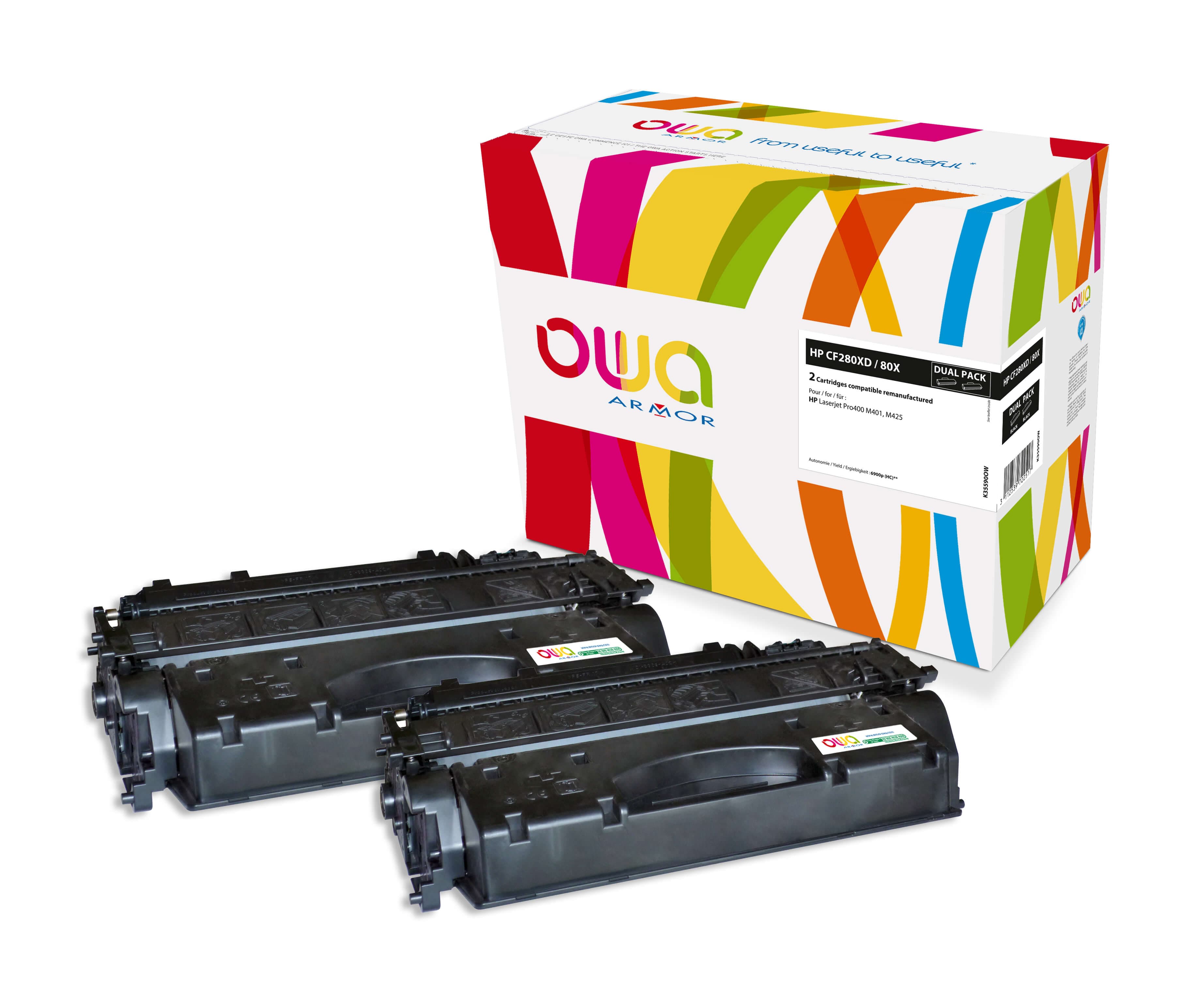 OWA Armor sada kompatibilní s HP CF280XD, 2x6900st, černá black