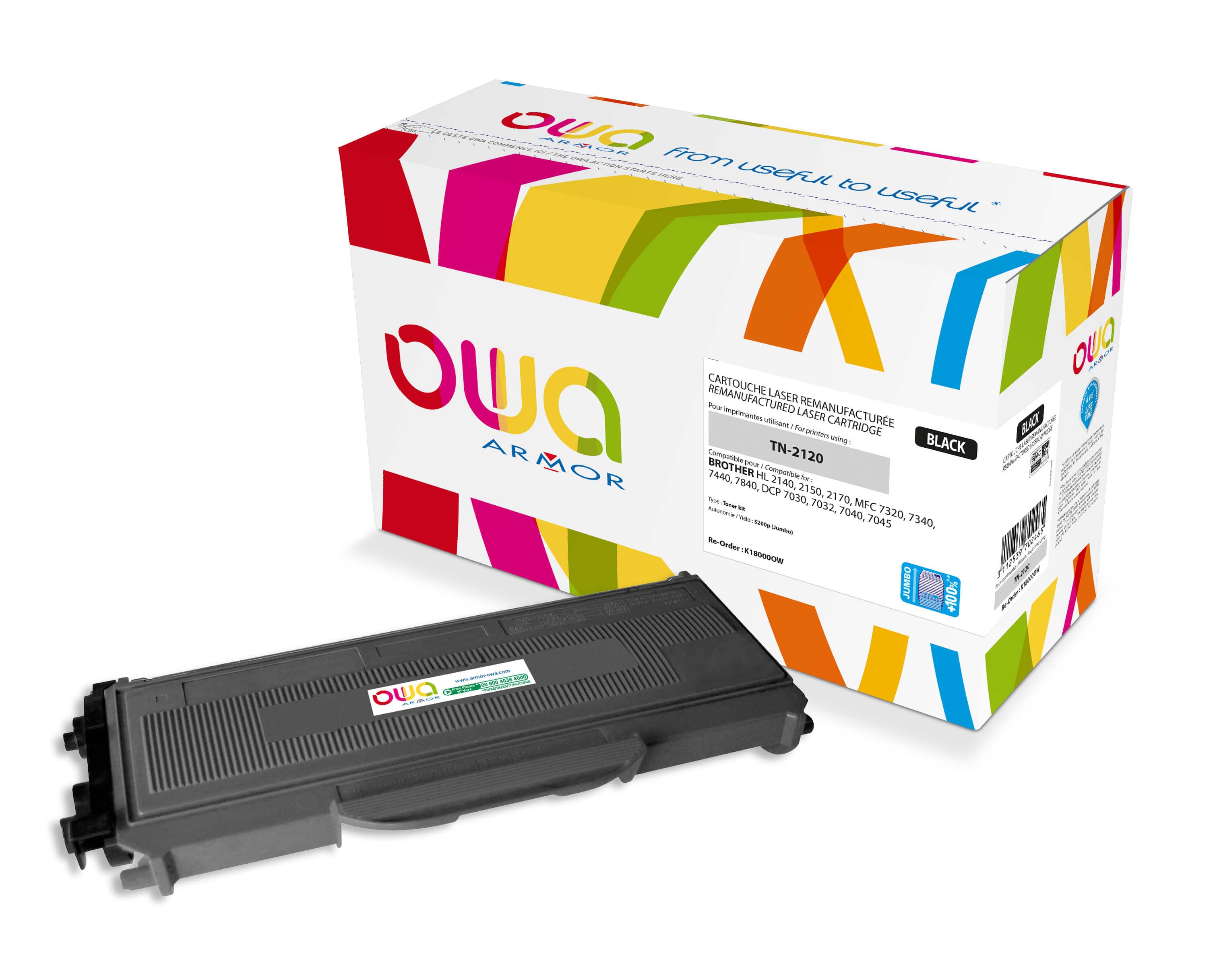 OWA Armor toner kompatibilní s Brother TN-2120, 5200st, JUMBO, černá black