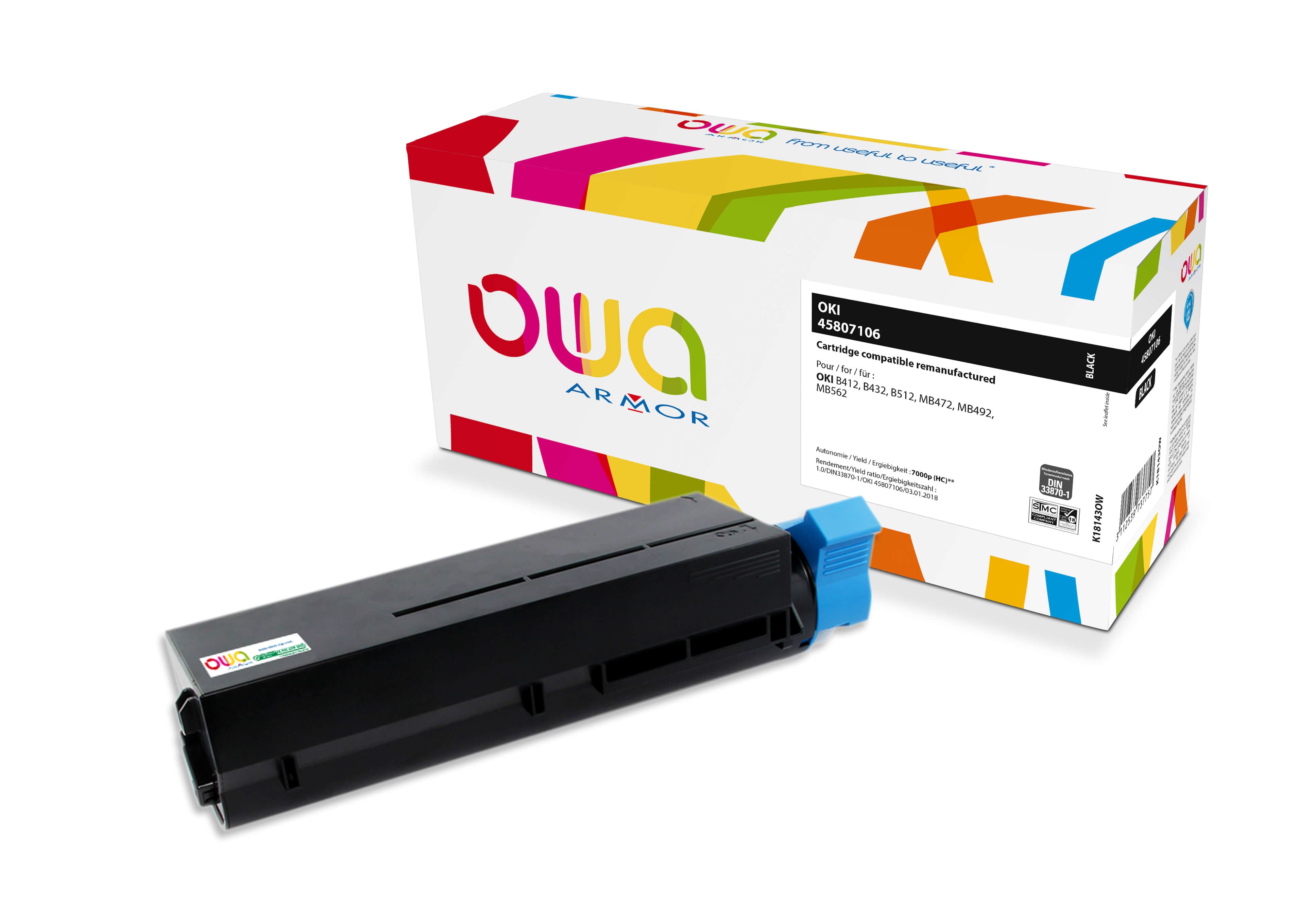 OWA Armor toner kompatibilní s OKI 45807106, 7000str, černá black