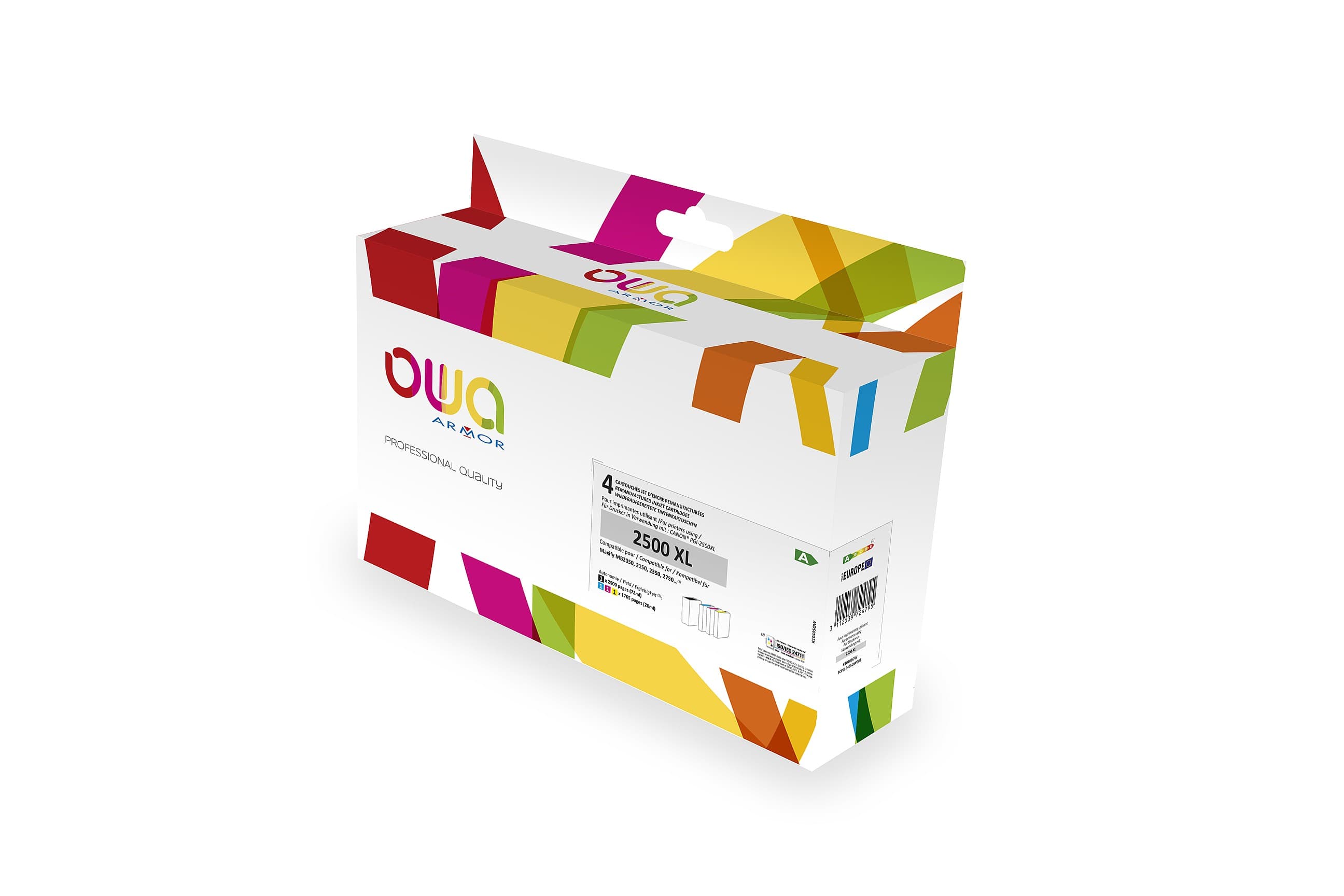 OWA ARMOR ink kompatibilní s Canon PGI2500XL, 4-pack (CMYK), 72ml 3x20ml 2500p 3x1765p