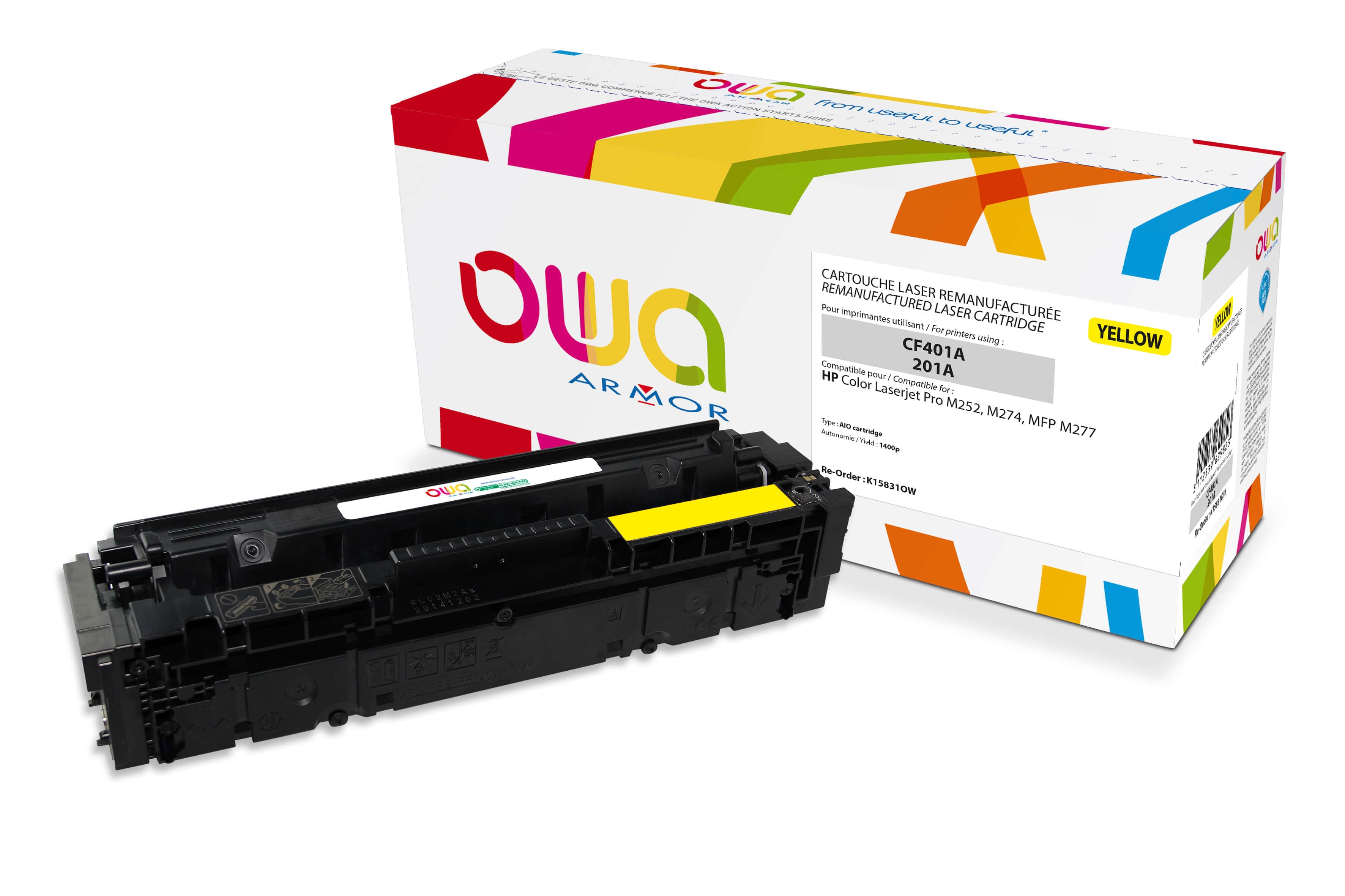 OWA Armor toner kompatibilní s HP CF402A, 1400st, žlutá yellow