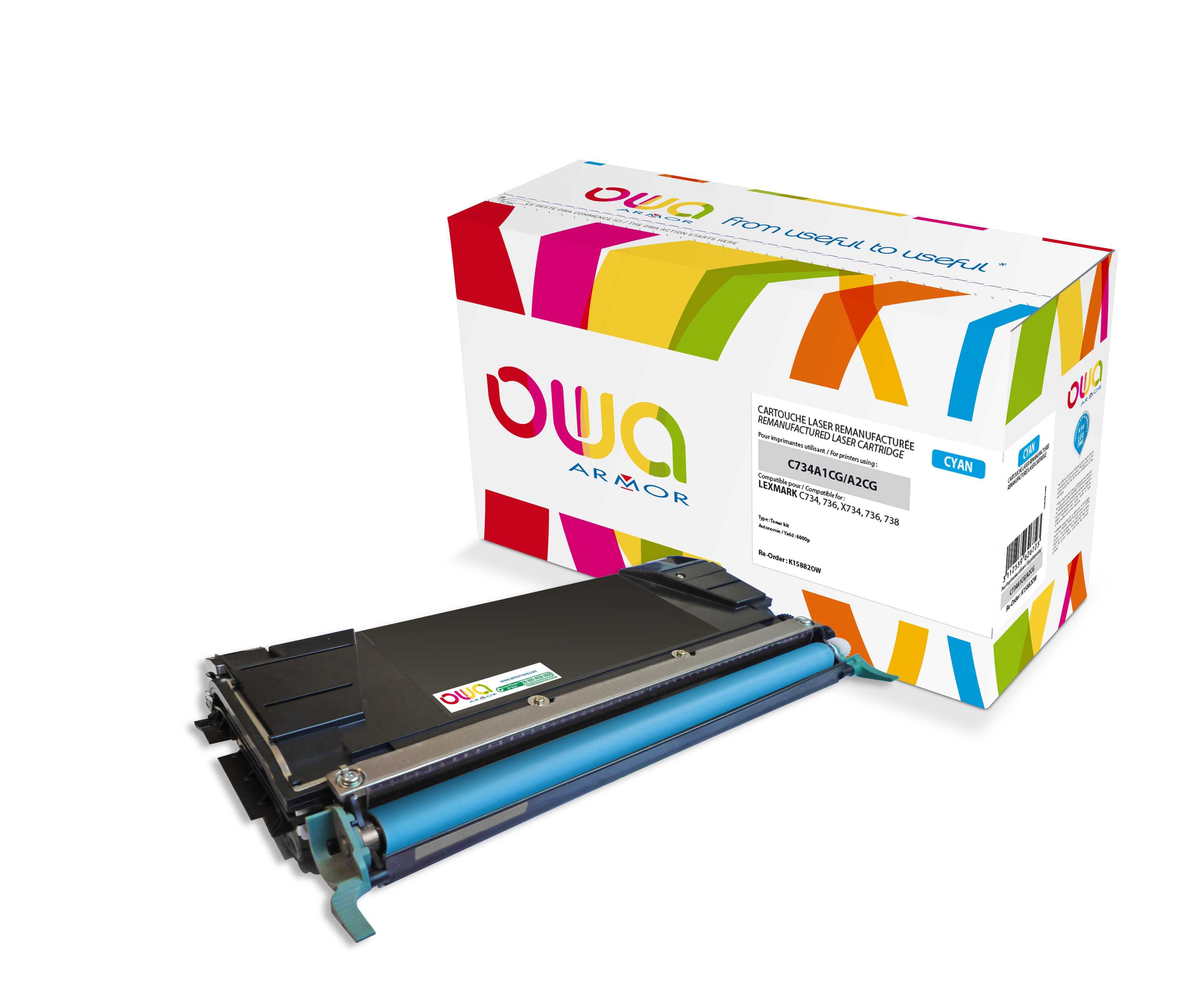 OWA Armor toner kompatibilní s Lexmark C734A1CG, 6000st, modrá