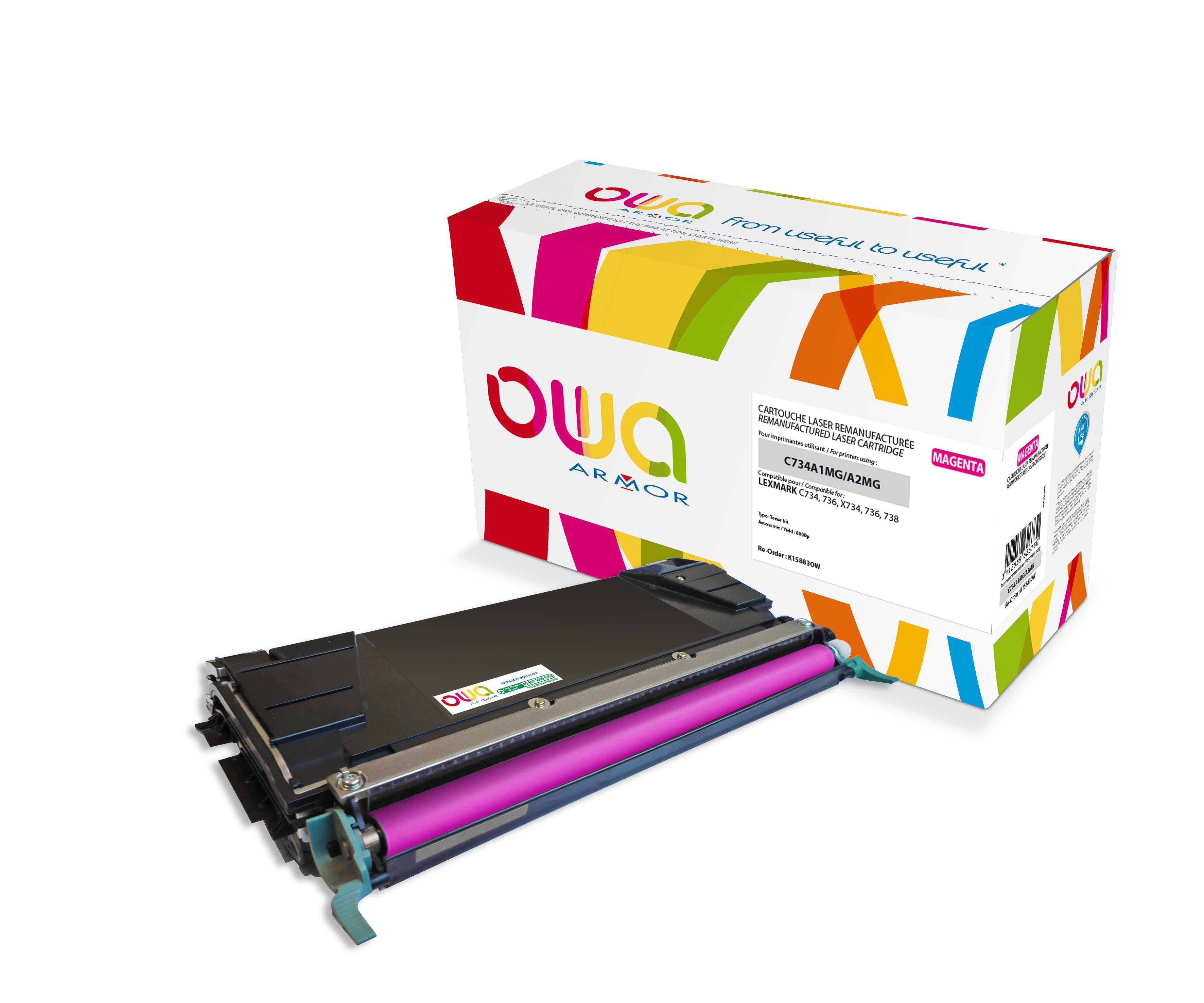 OWA Armor toner kompatibilní s Lexmark C734A1MG, 6000st, červená magenta