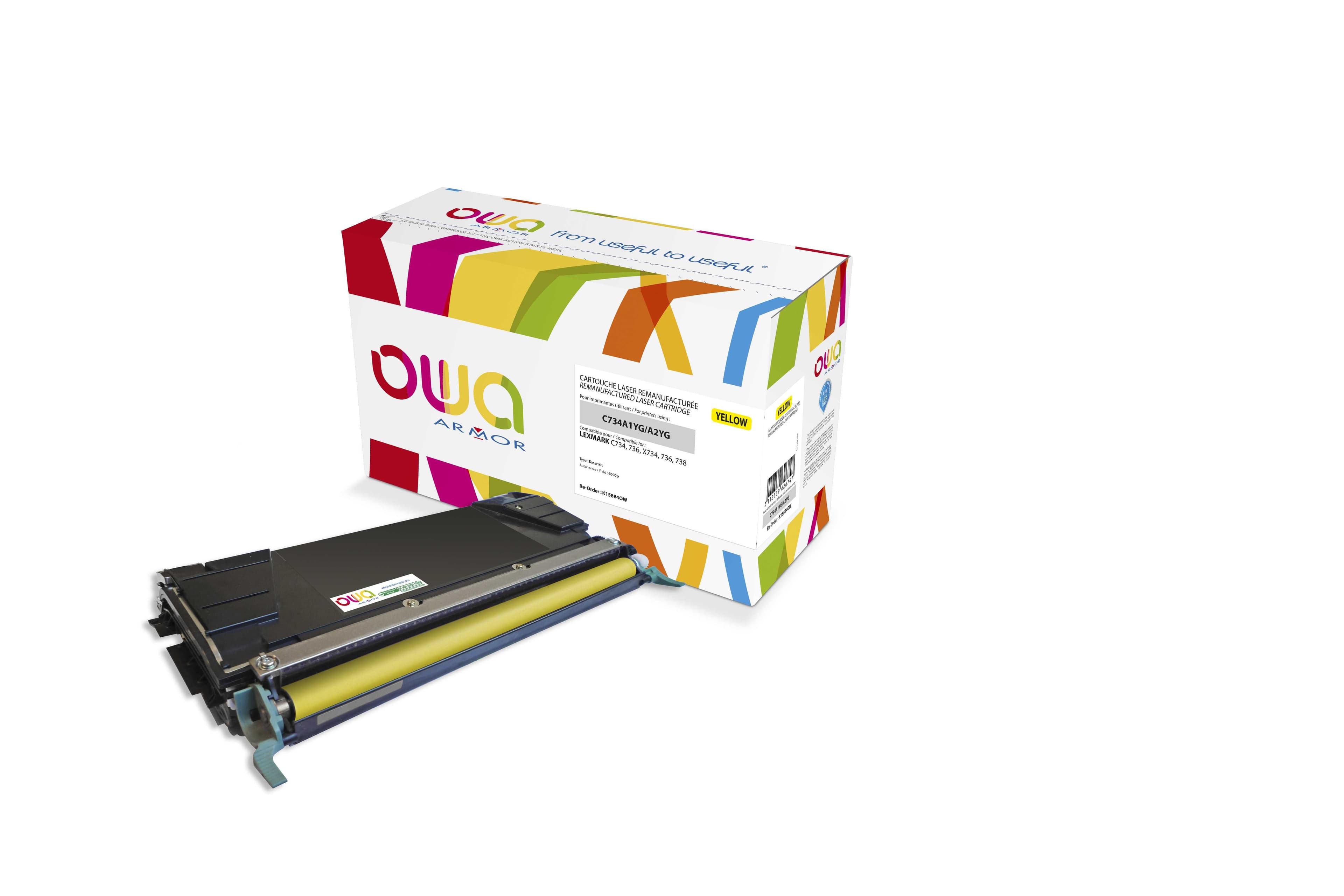 OWA Armor toner kompatibilní s Lexmark C734A1YG, 6000st, žlutá yellow