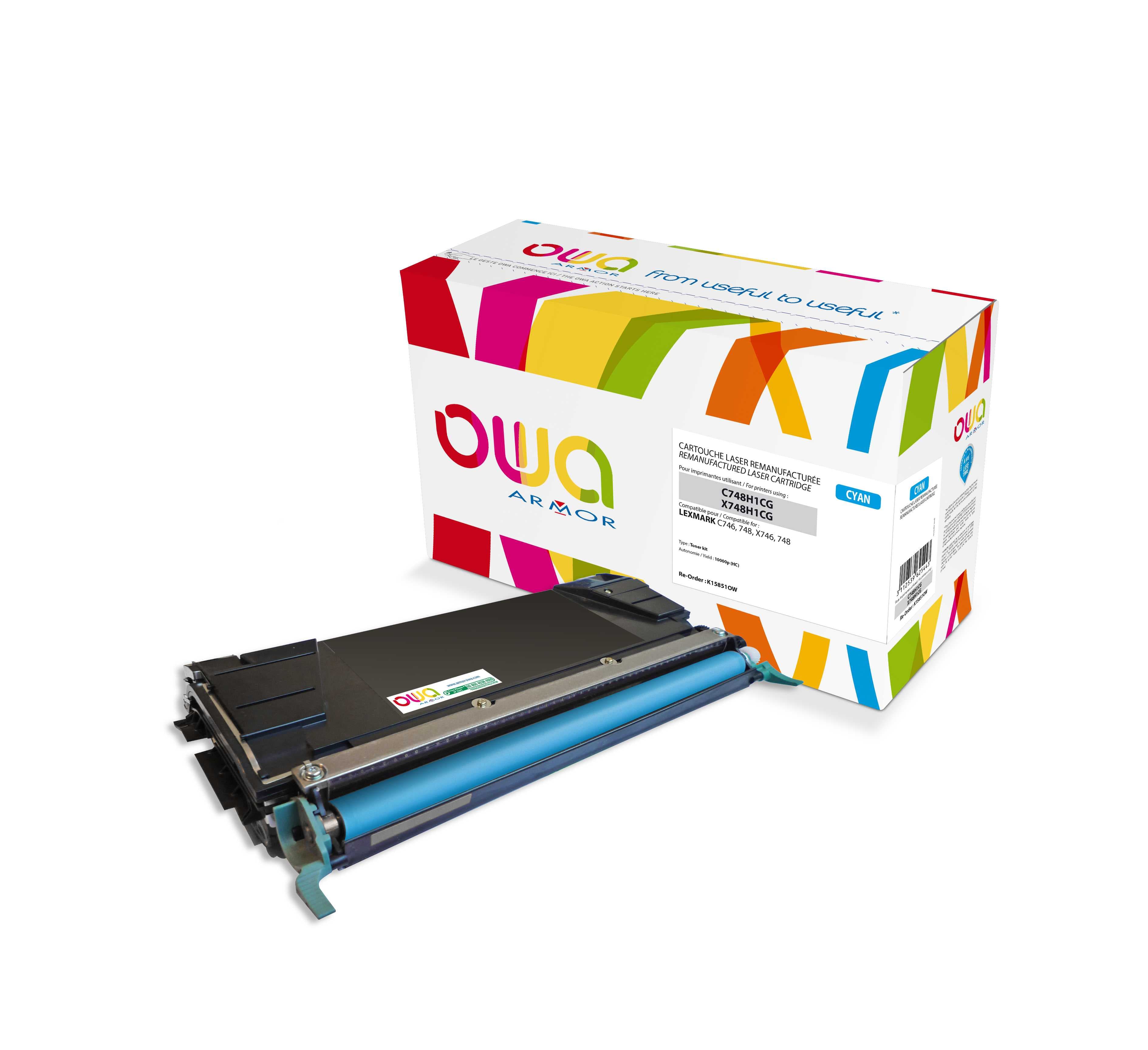 OWA Armor toner kompatibilní s Lexmark C748H1CG;X748H1CG, 10000st, modrá