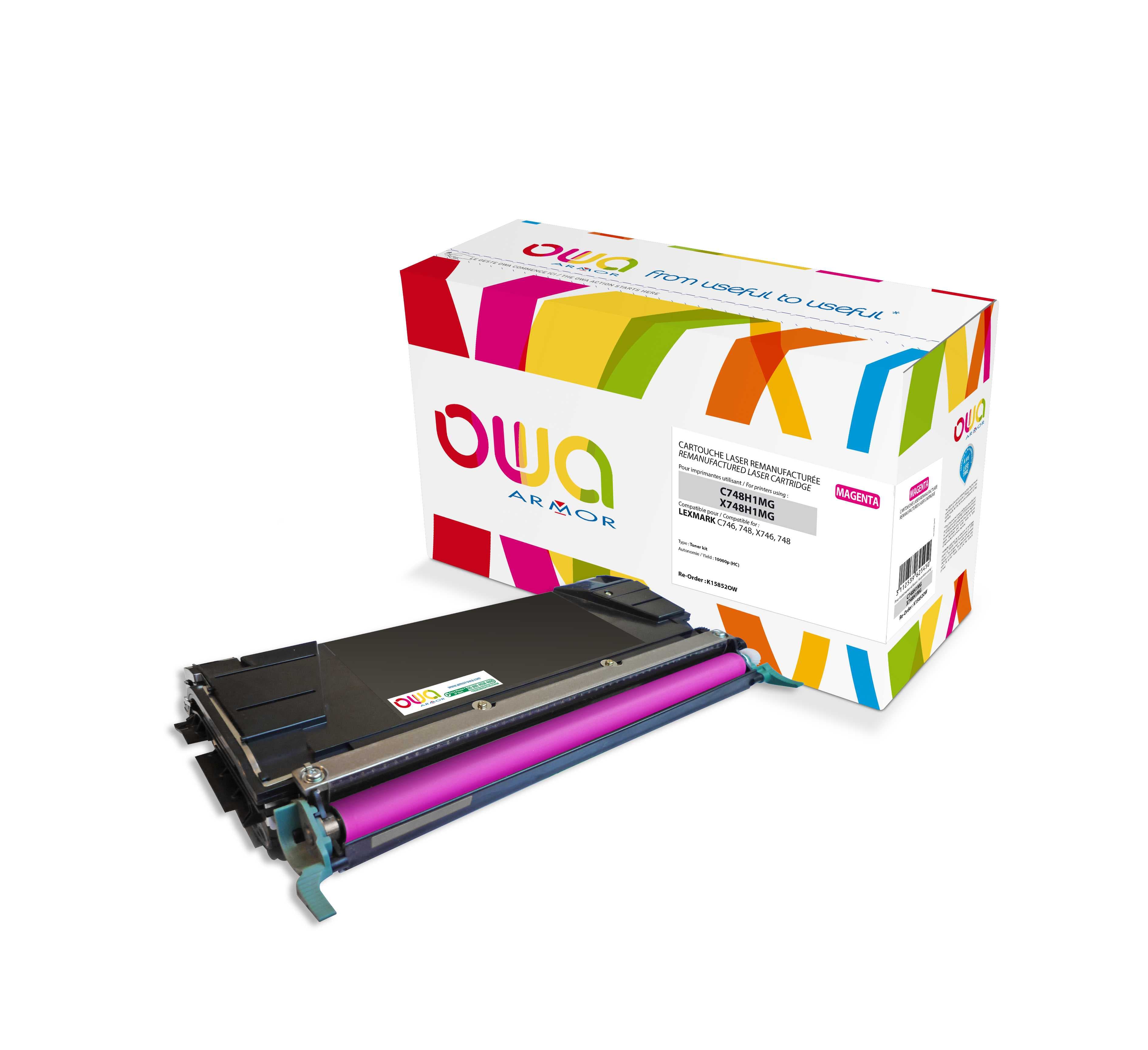 OWA Armor toner kompatibilní s Lexmark C748H1MG;X748H1MG, 10000st, červená magenta