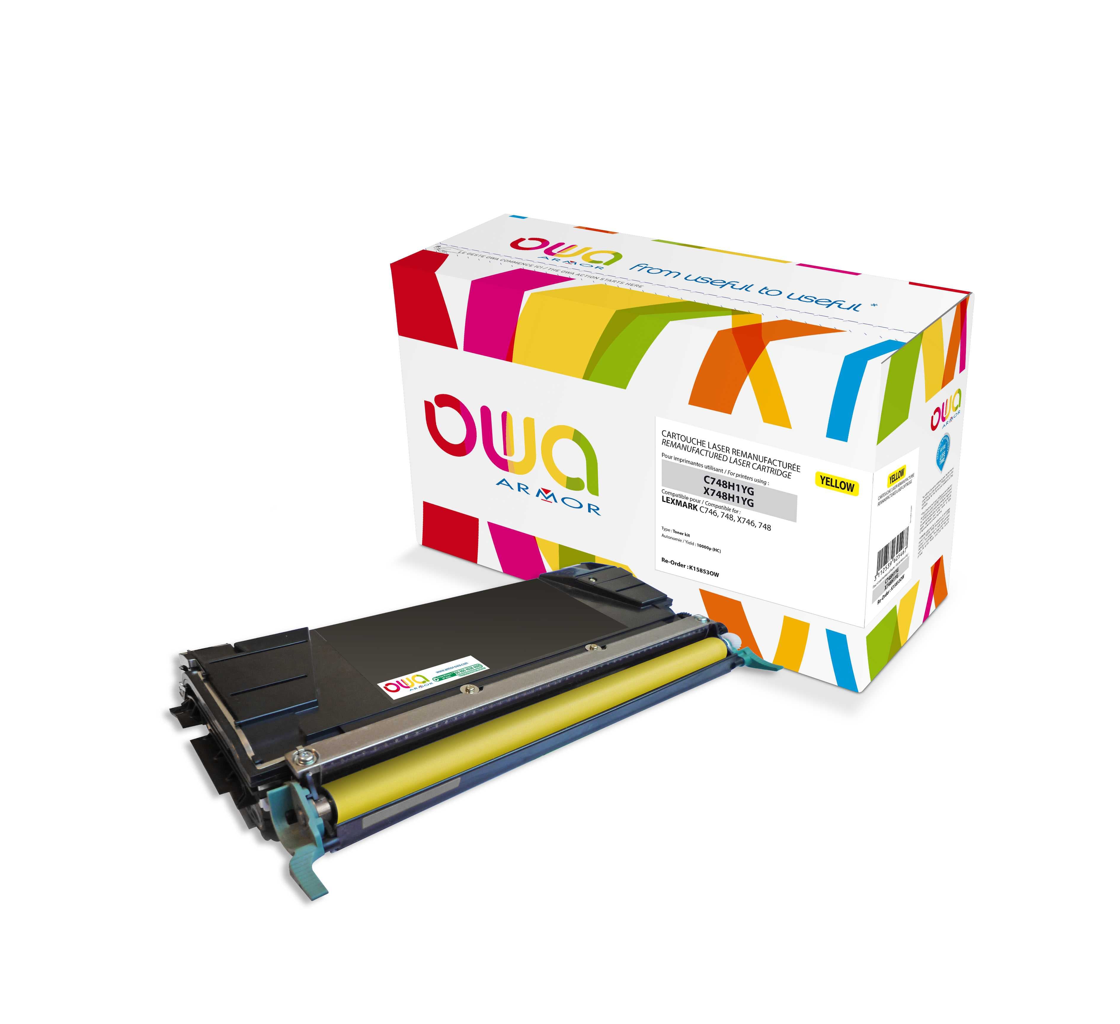 OWA Armor toner kompatibilní s Lexmark C748H1YG;X748H1YG, 10000st, žlutá yellow