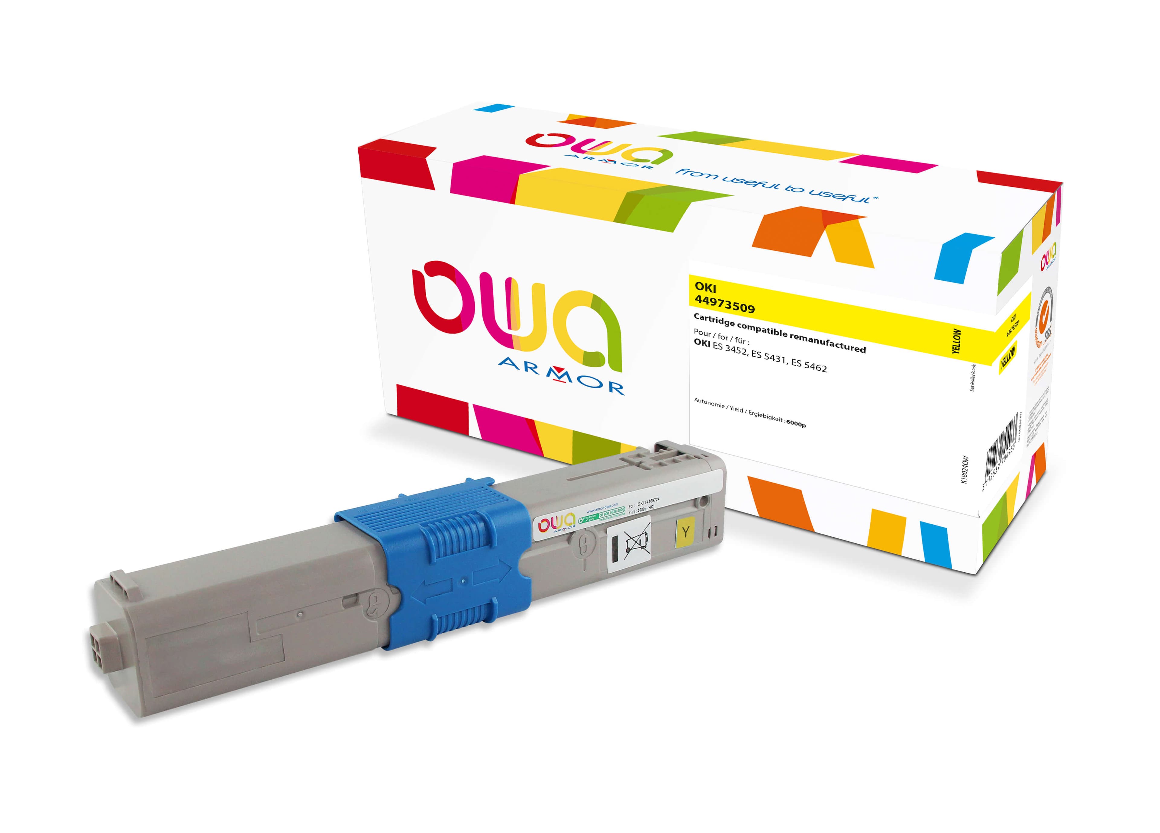 OWA Armor toner kompatibilní s OKI 44973509, 6000st, žlutá yellow