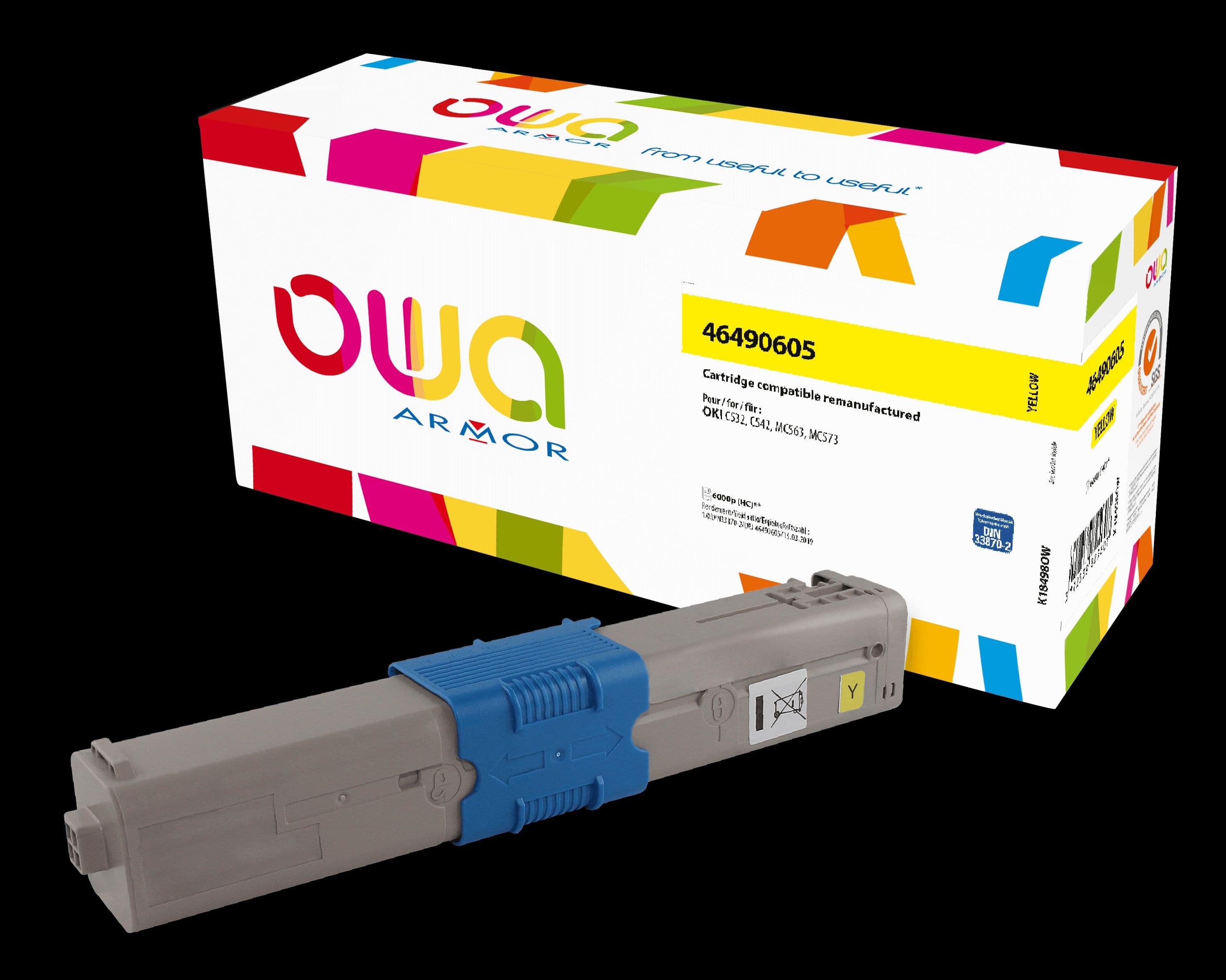 OWA Armor toner kompatibilní s OKI 46490605, 6000st, žlutá yellow