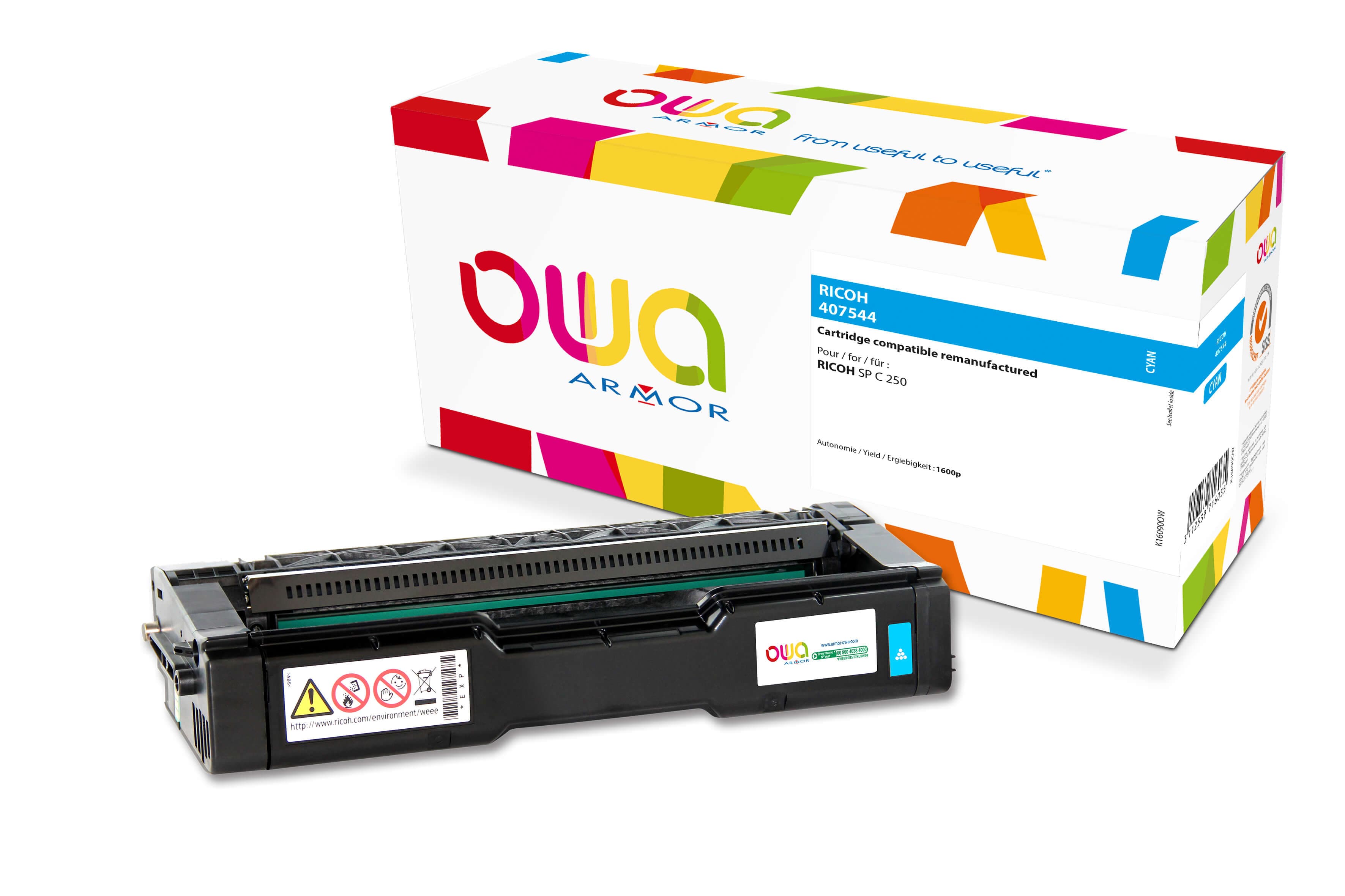 OWA Armor toner kompatibilní s RICOH 407544, 1600st, modrá