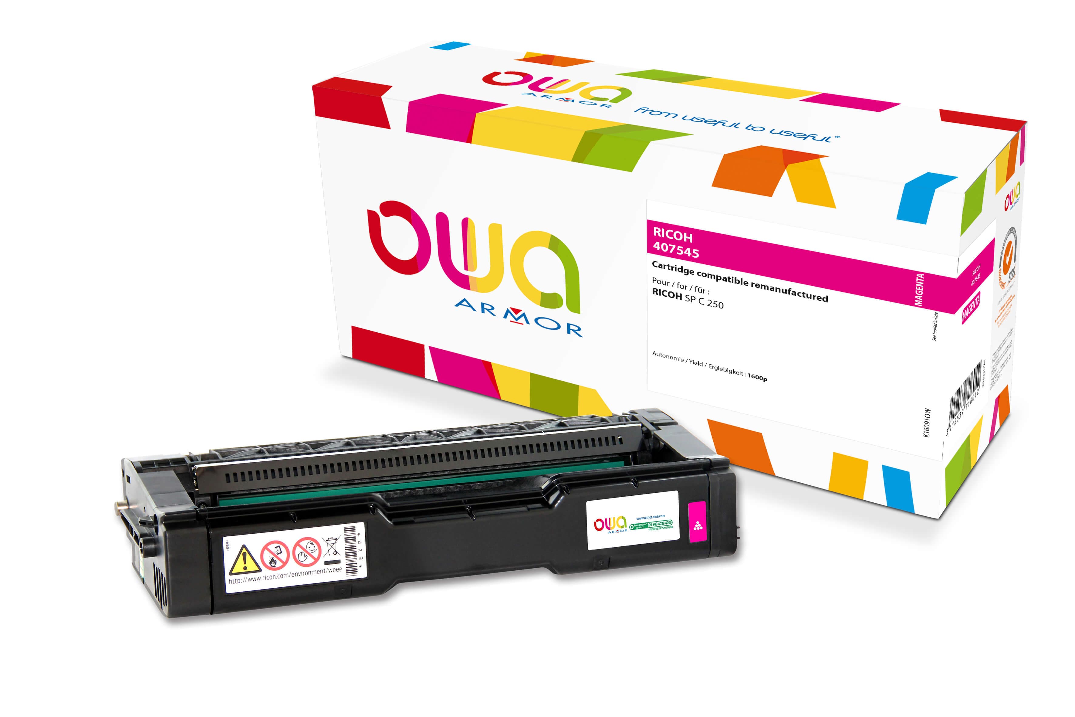 OWA Armor toner kompatibilní s RICOH 407545, 1600st, červená magenta