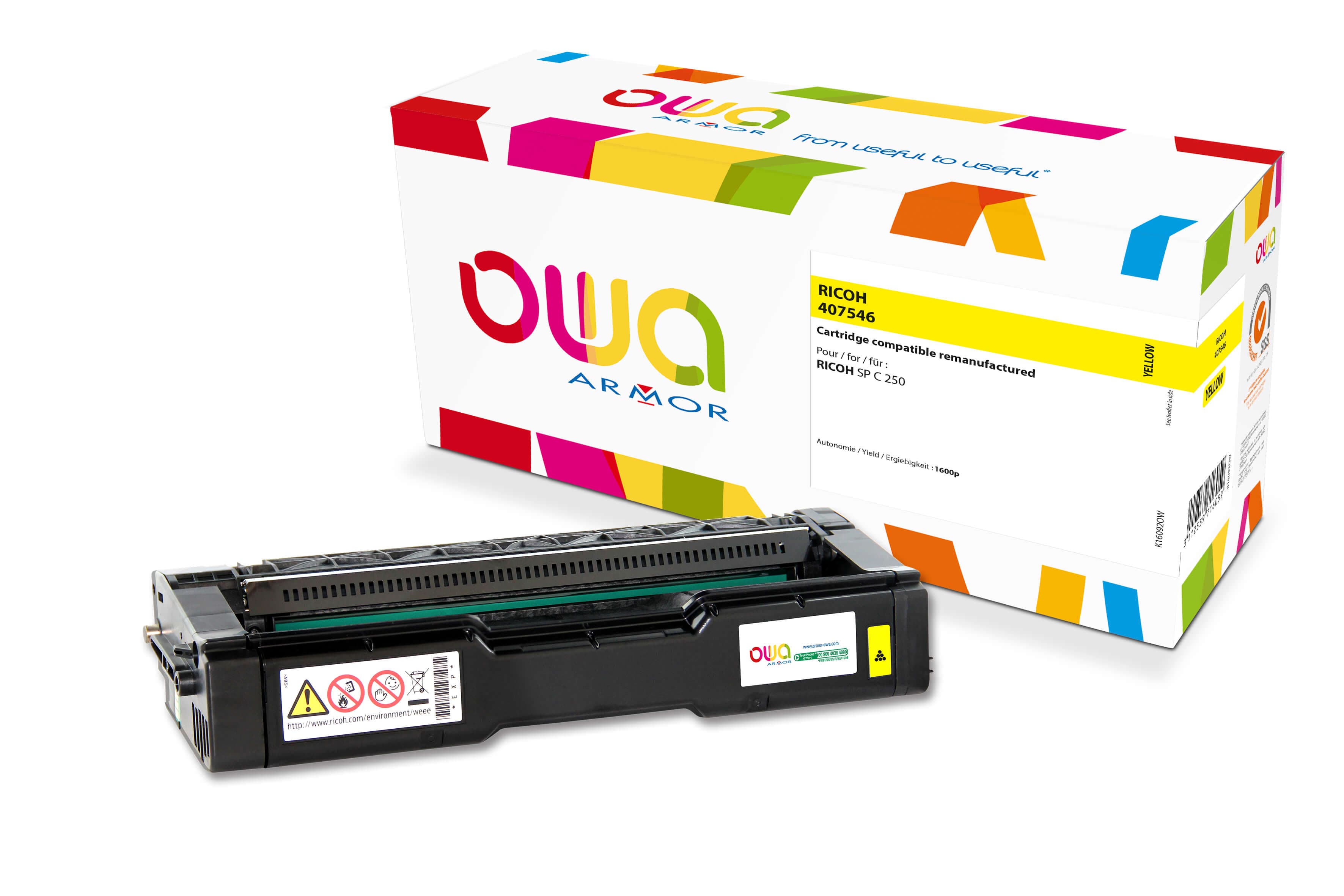 OWA Armor toner kompatibilní s RICOH 407546, 1600st, žlutá yellow