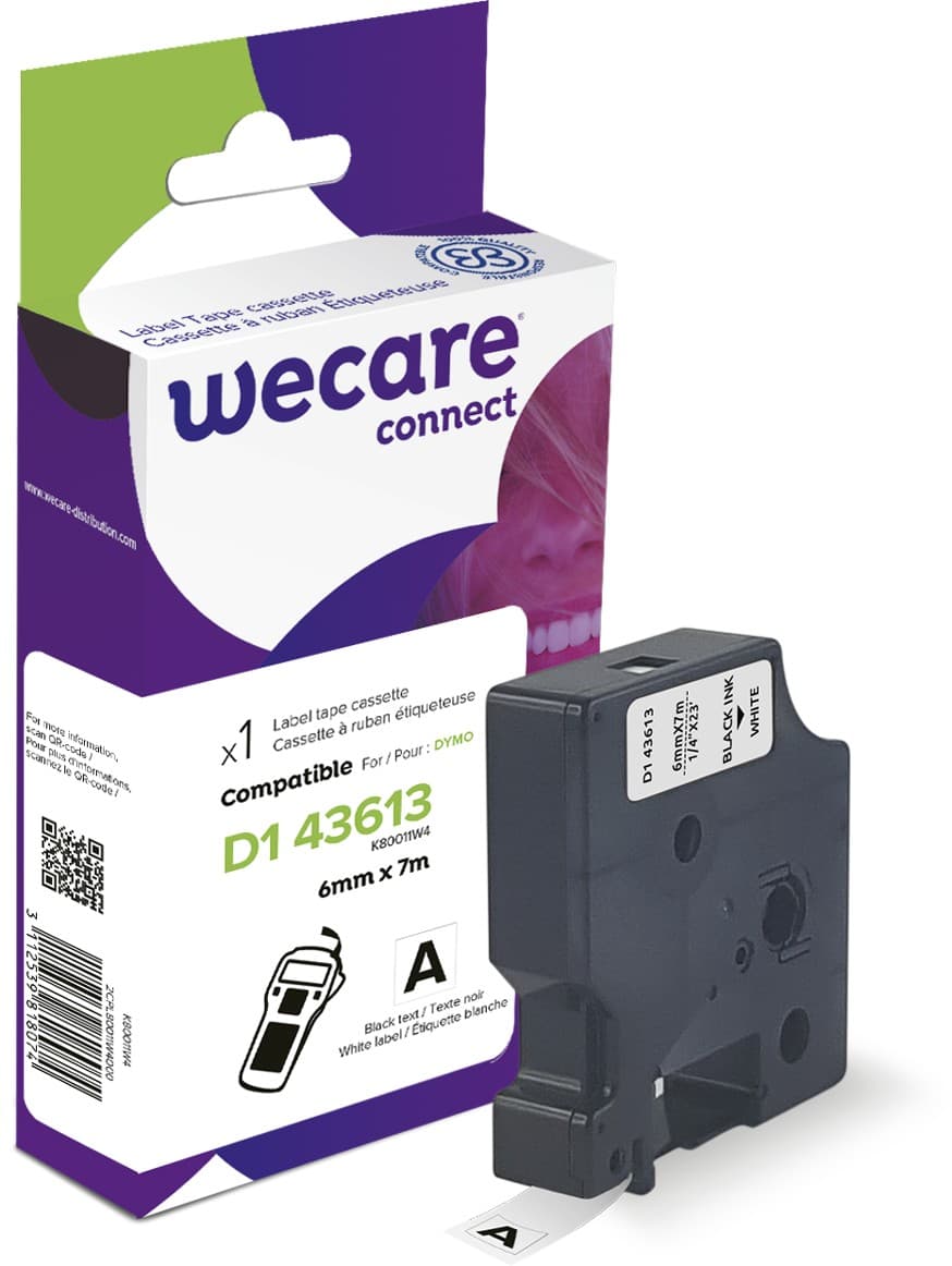 WECARE ARMOR páska kompatibilní s DYMO S0720780,Black White,6mm*7m