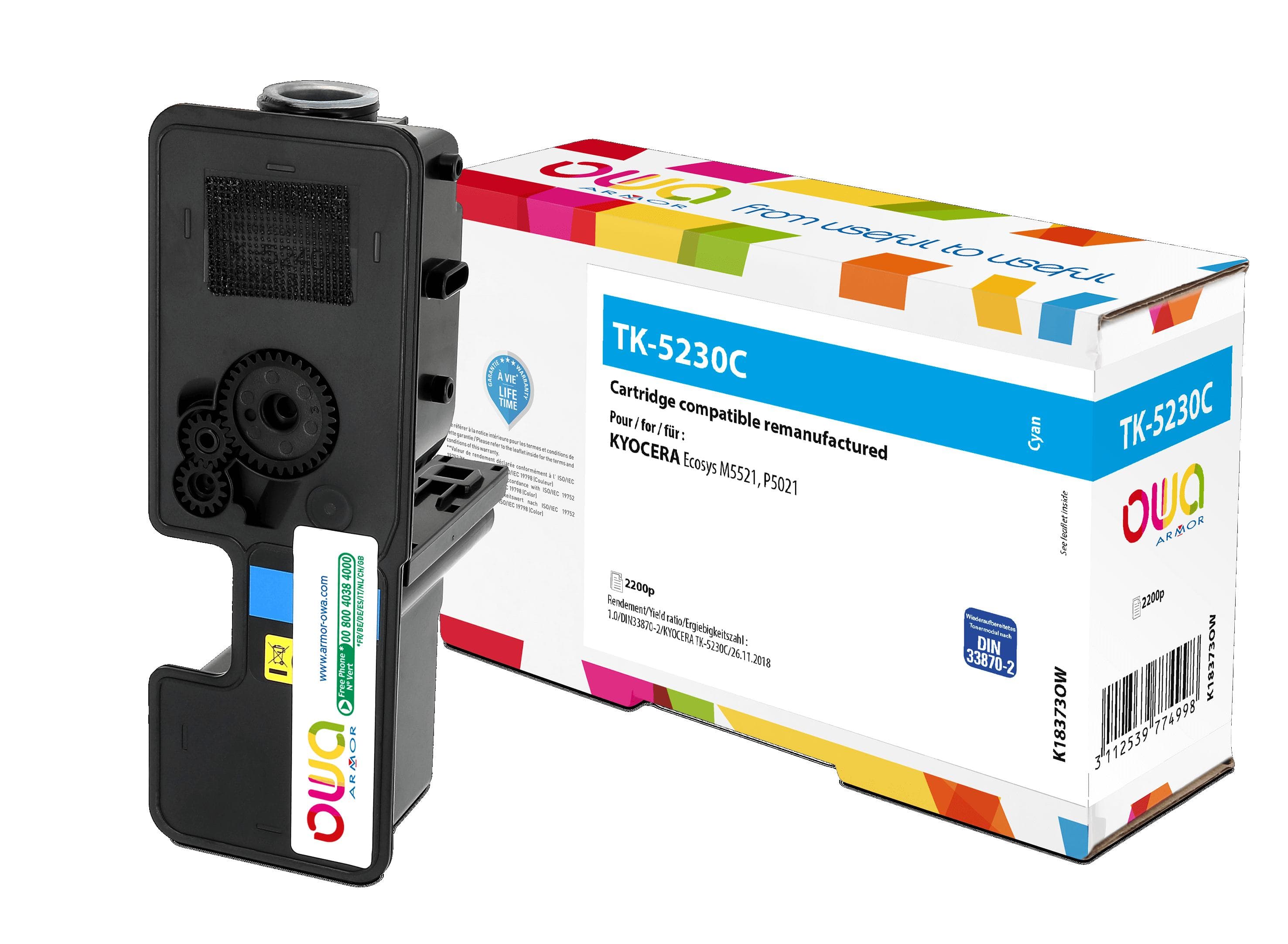 OWA Armor toner kompatibilní s Kyocera TK-5230C, 2200st, modrá