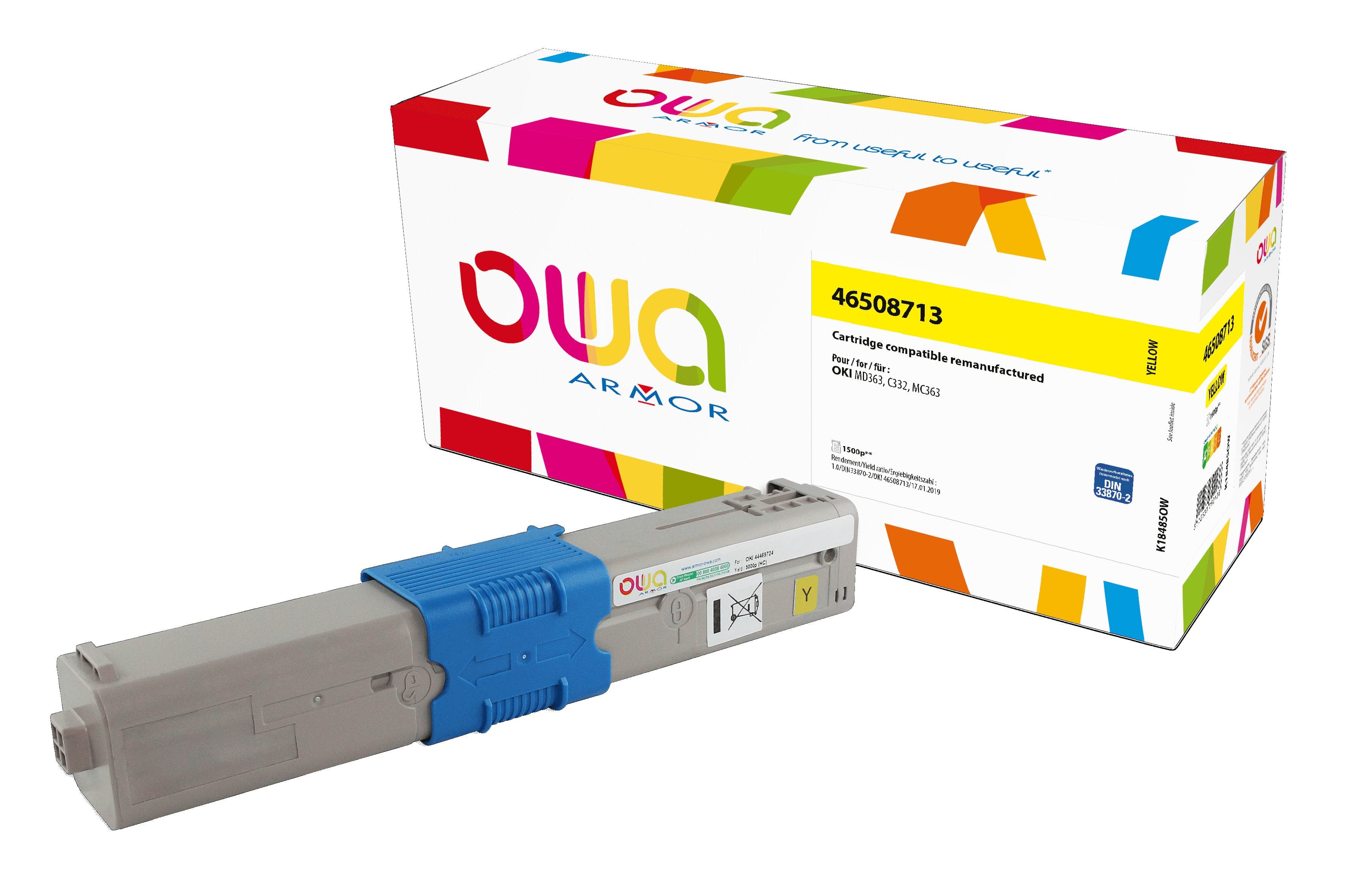 OWA Armor toner kompatibilní s OKI 46508713, 1500st, žlutá yellow