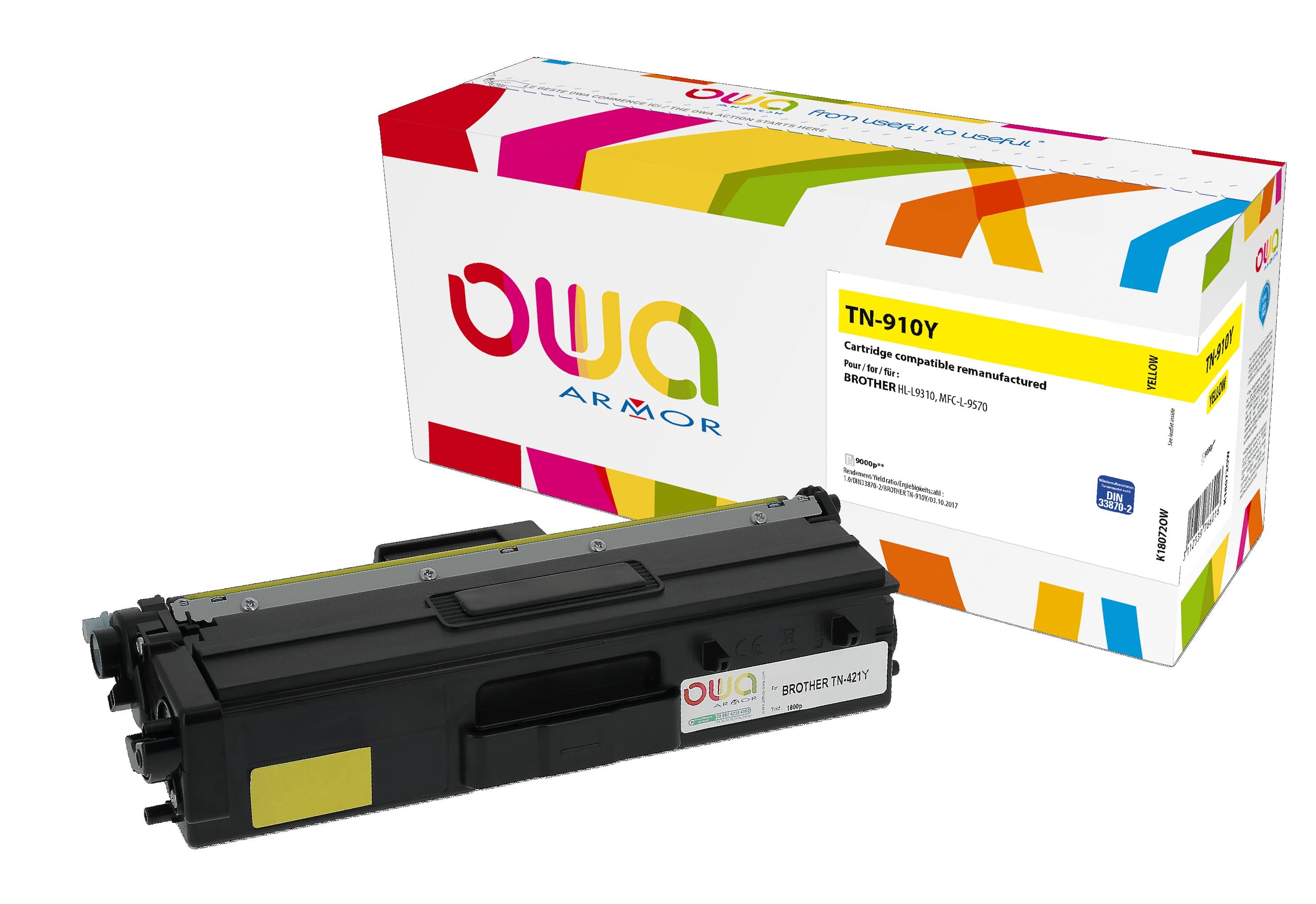 OWA Armor toner kompatibilní s BROTHER TN-910Y, 9000st, žlutá yellow
