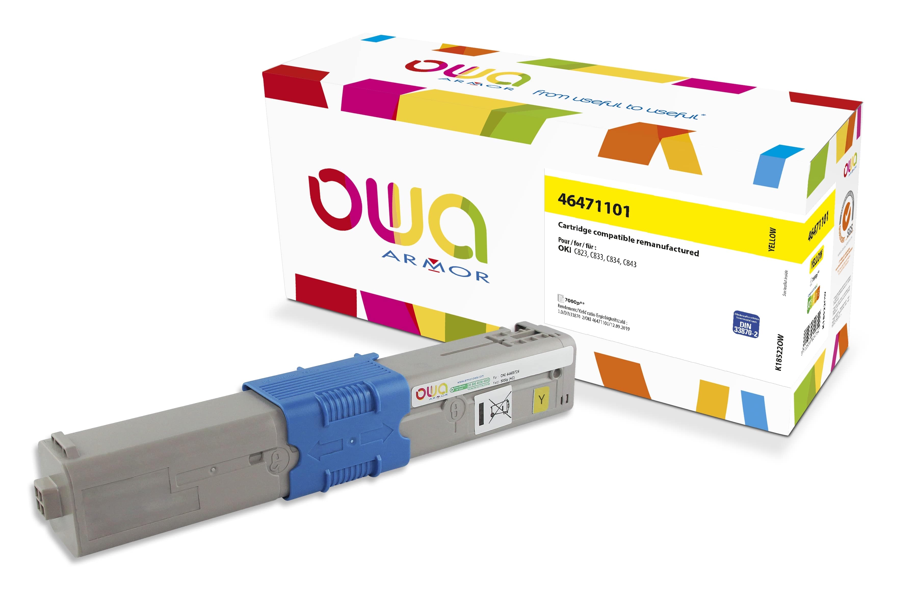 OWA Armor toner kompatibilní s OKI 46471101, 7000st, žlutá yellow